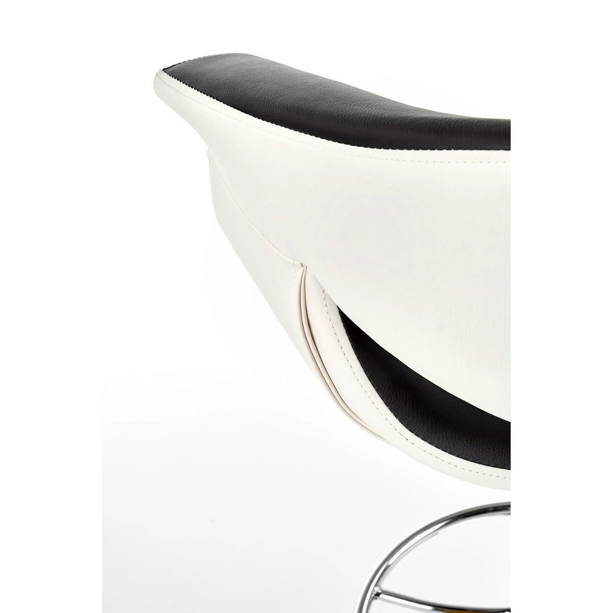 Scaun bar H46, negru/alb/crom, piele ecologica/otel, 60x46x93/115 cm