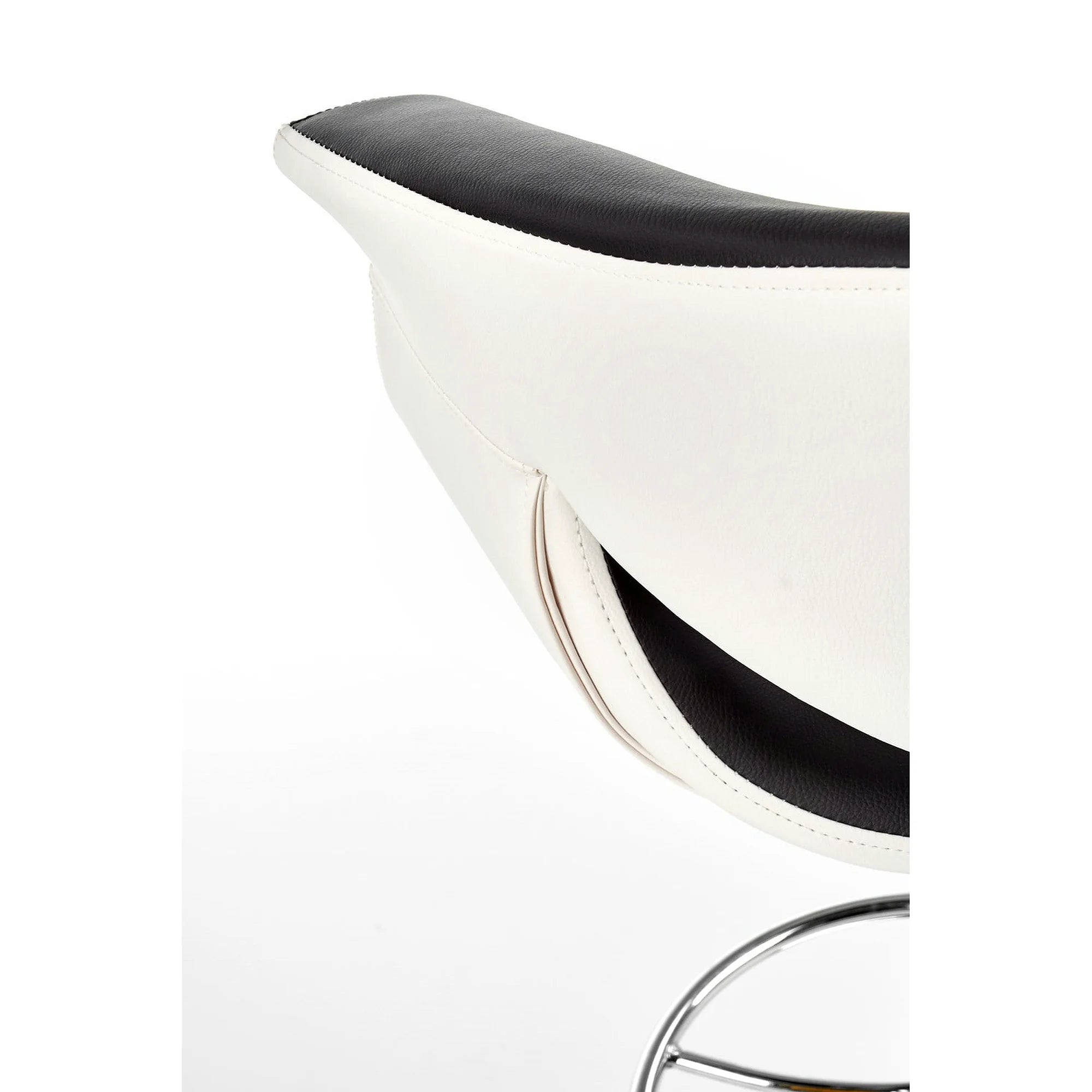 Scaun bar H46, negru/alb/crom, piele ecologica/otel, 60x46x93/115 cm