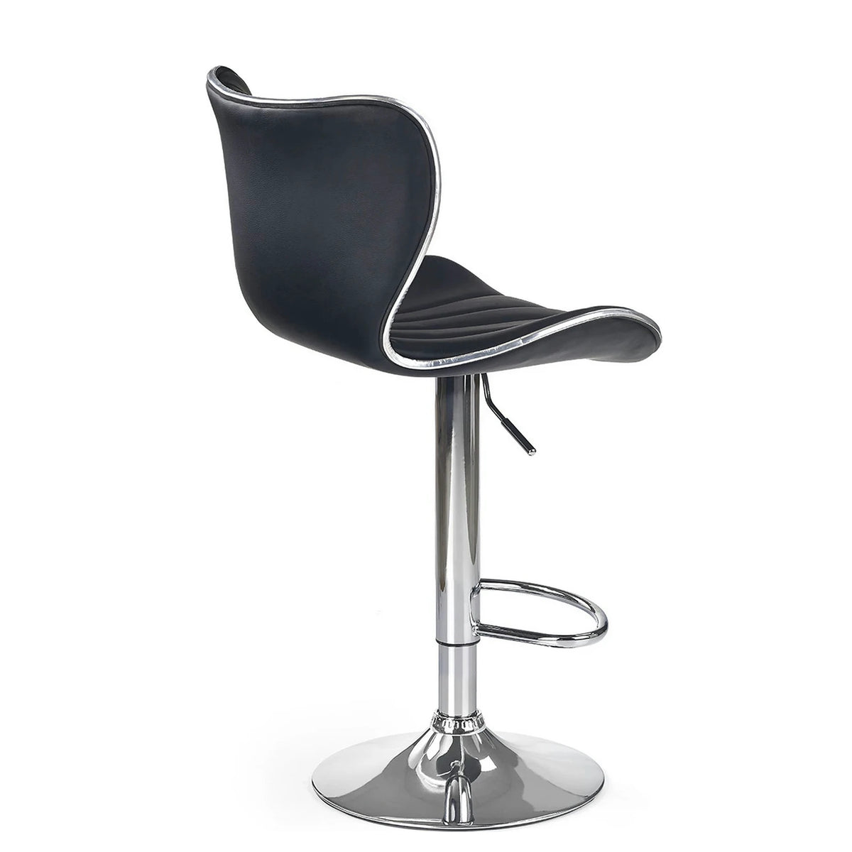 Scaun bar H69, negru/crom, piele ecologica/otel, 48x55x91/111 cm