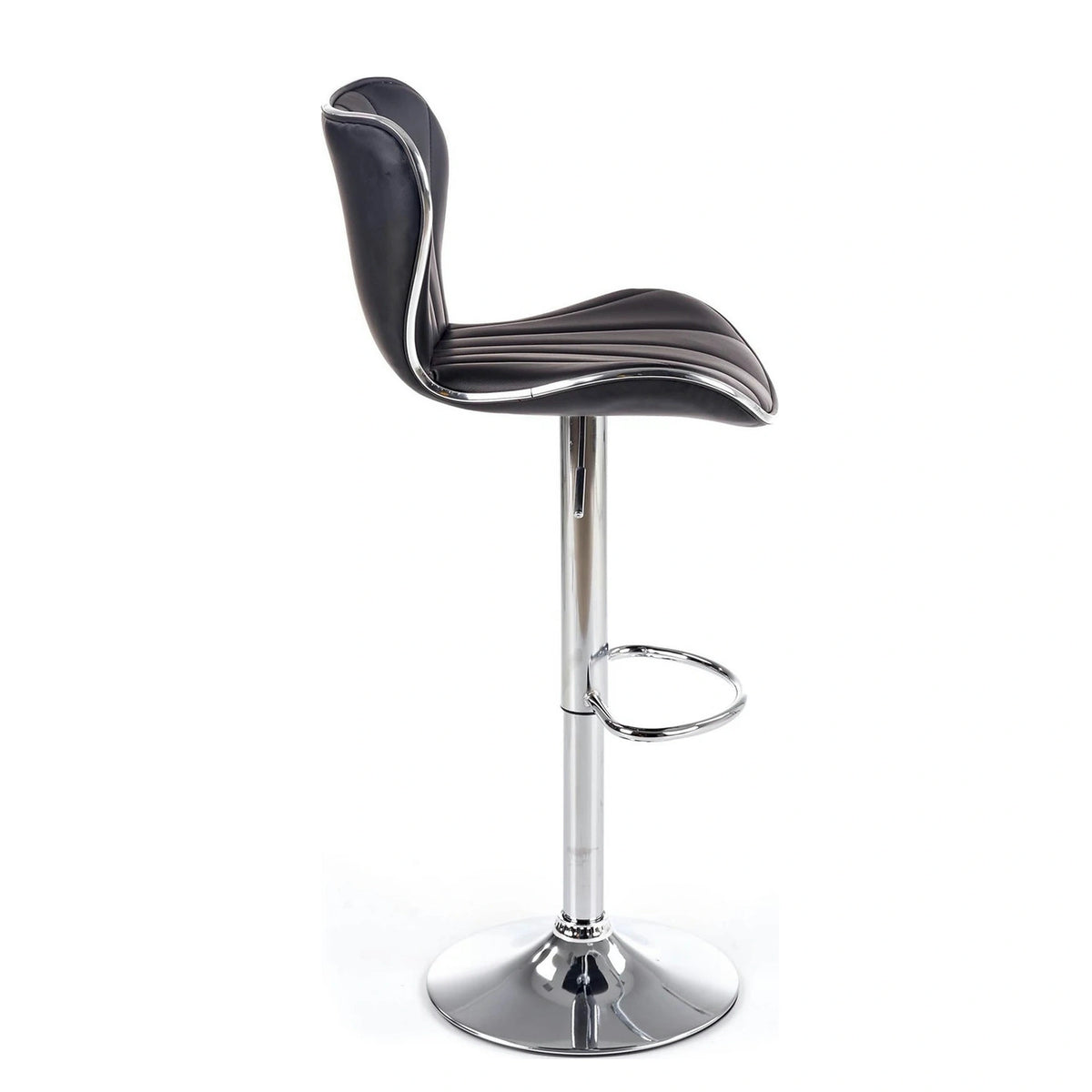 Scaun bar H69, negru/crom, piele ecologica/otel, 48x55x91/111 cm