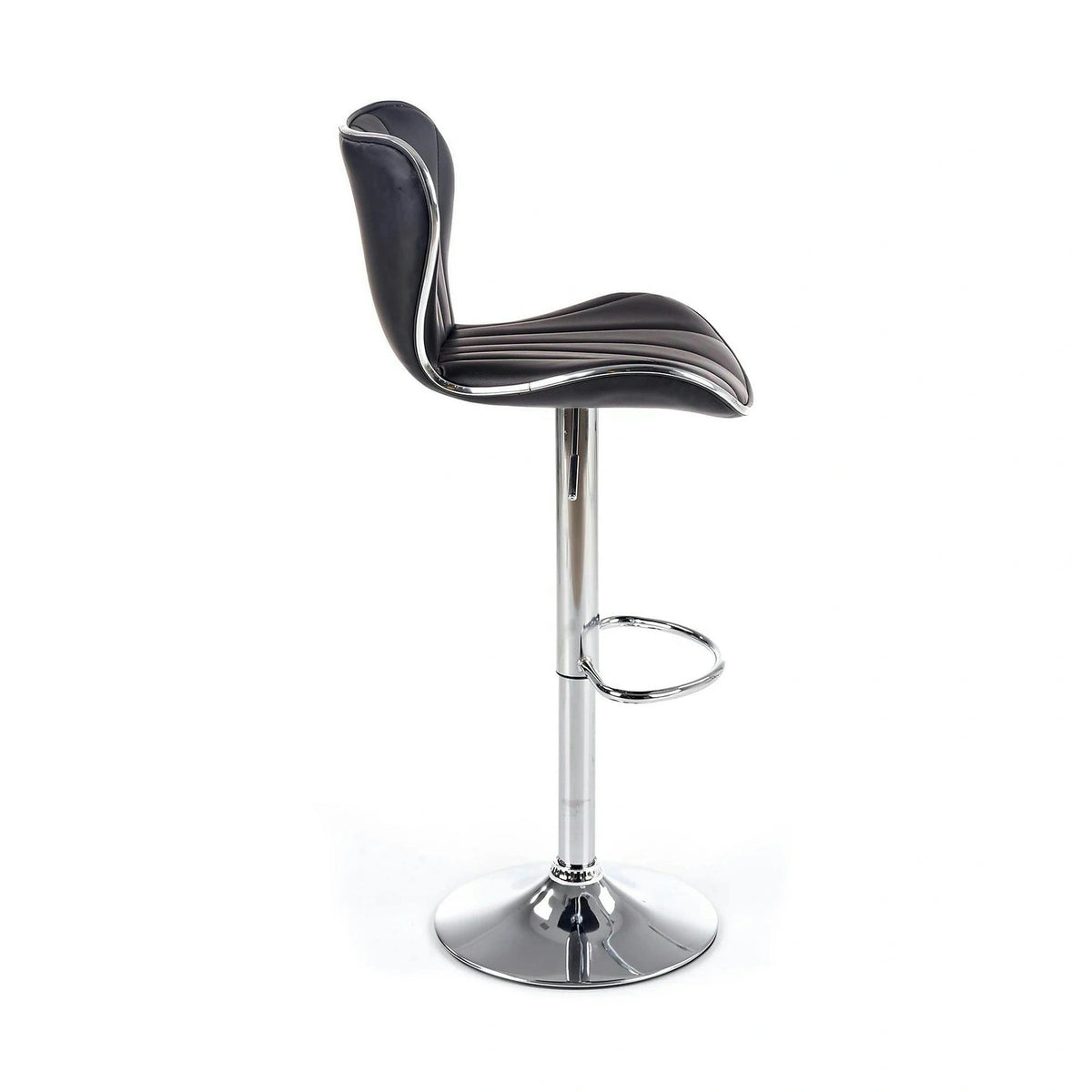 Scaun bar H69, negru/crom, piele ecologica/otel, 48x55x91/111 cm