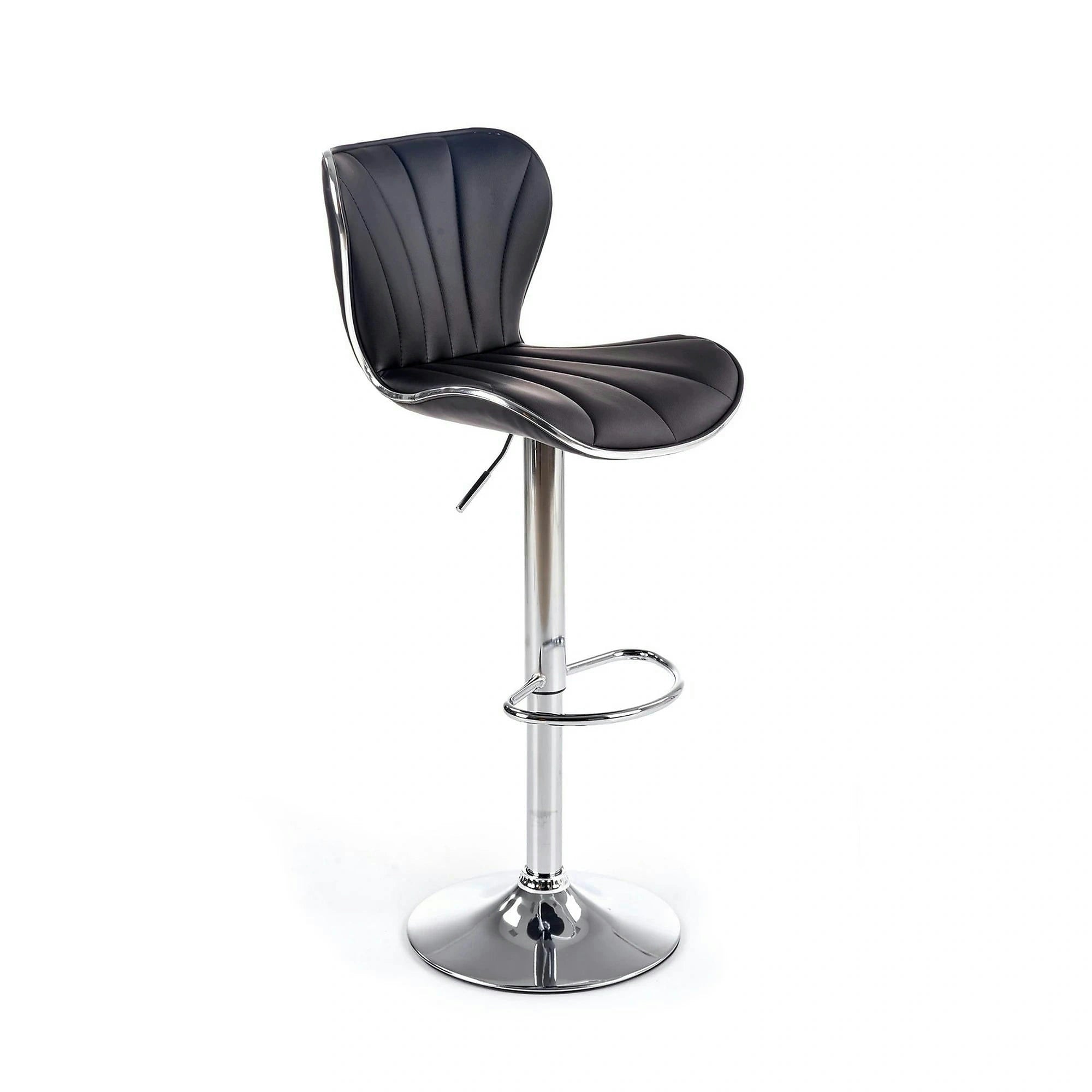Scaun bar H69, negru/crom, piele ecologica/otel, 48x55x91/111 cm