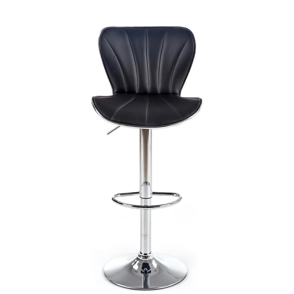 Scaun bar H69, negru/crom, piele ecologica/otel, 48x55x91/111 cm