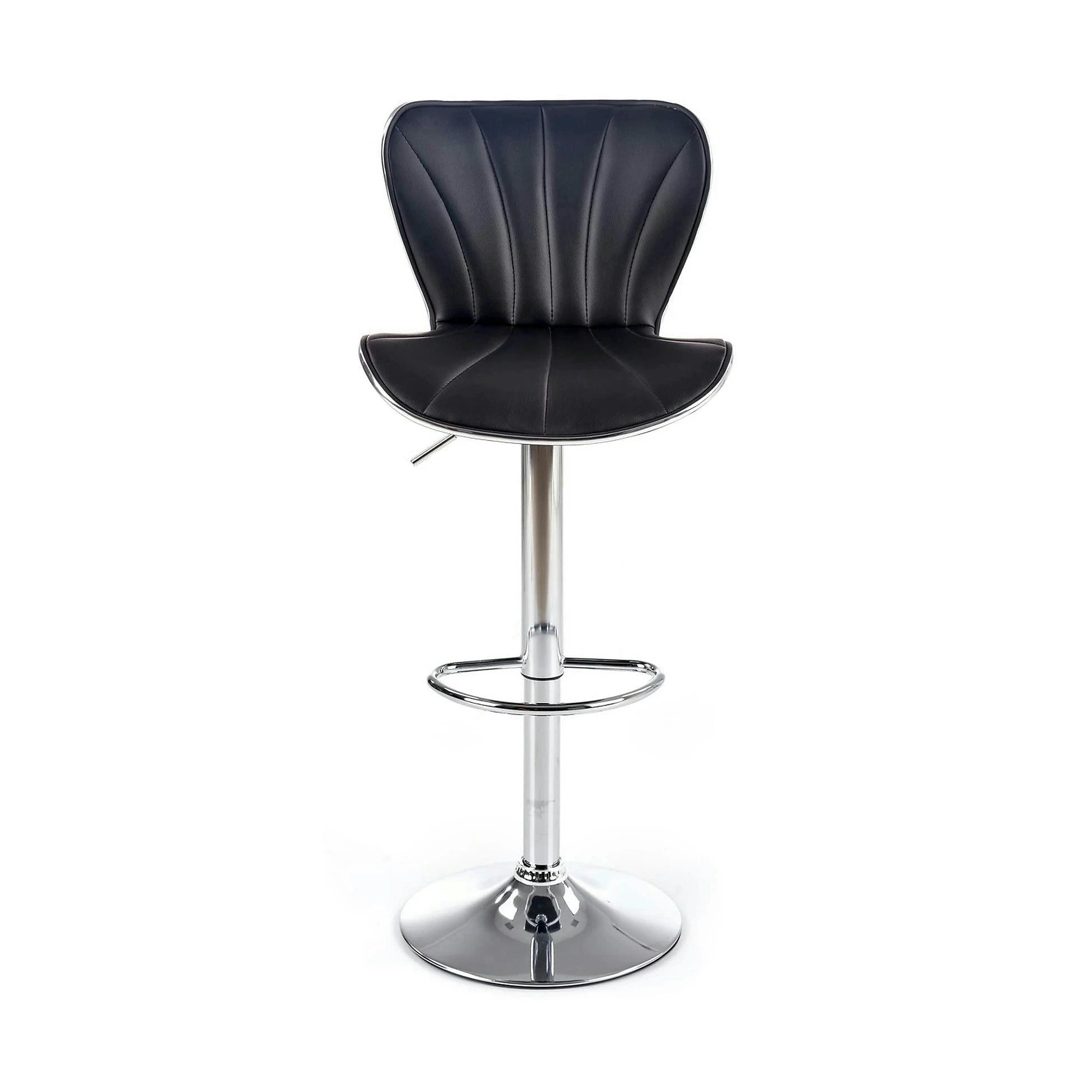 Scaun bar H69, negru/crom, piele ecologica/otel, 48x55x91/111 cm