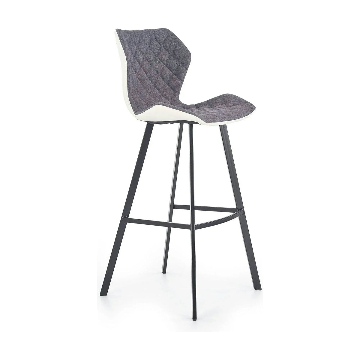 Scaun bar H83, gri/negru, stofa/piele ecologica/metal, 50x48x101 cm