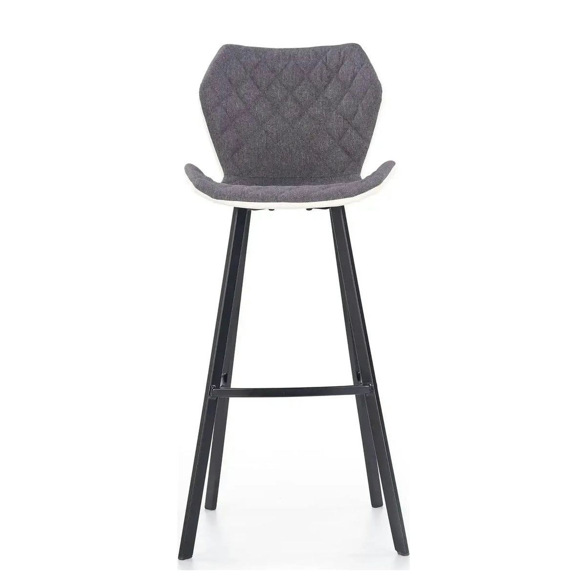 Scaun bar H83, gri/negru, stofa/piele ecologica/metal, 50x48x101 cm