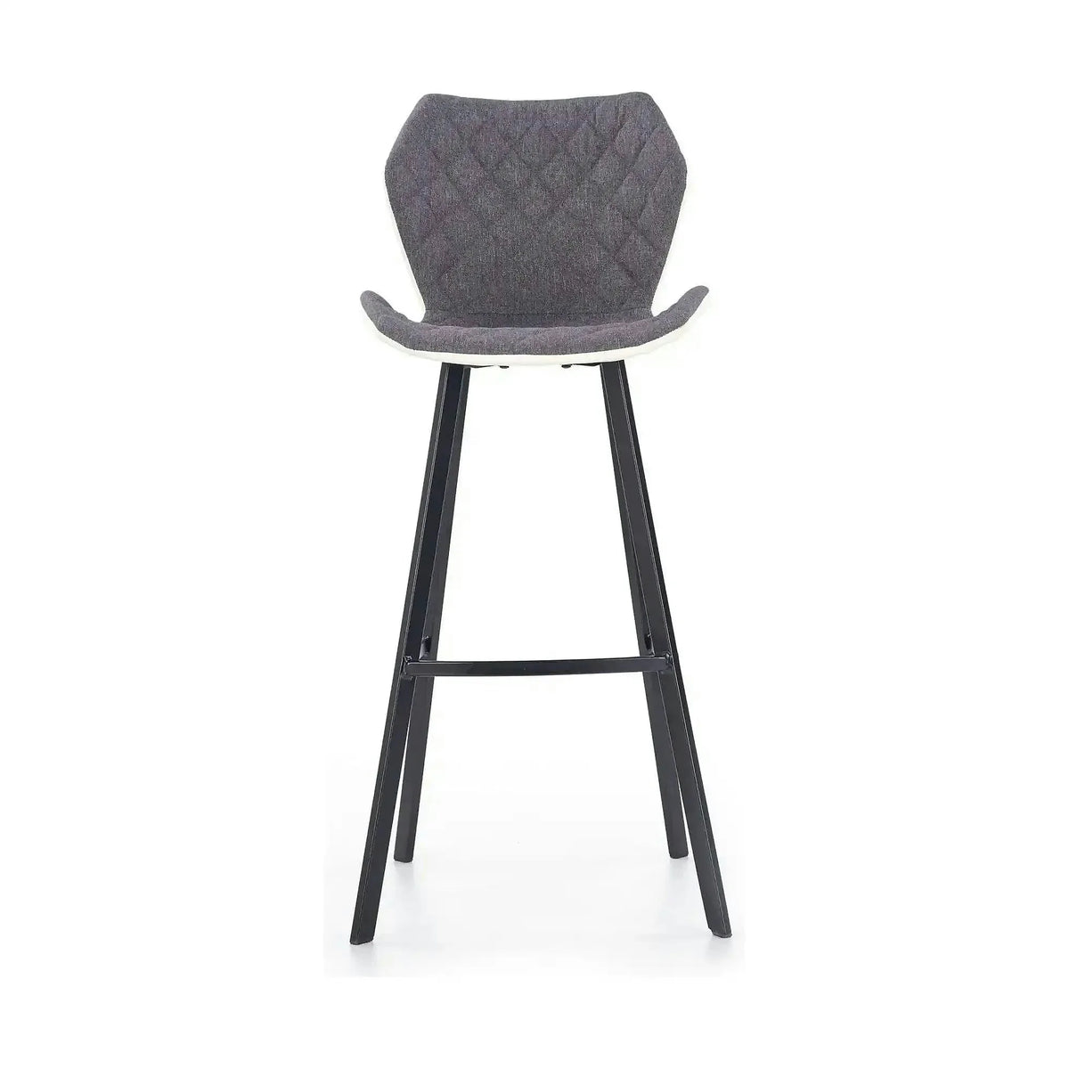 Scaun bar H83, gri/negru, stofa/piele ecologica/metal, 50x48x101 cm