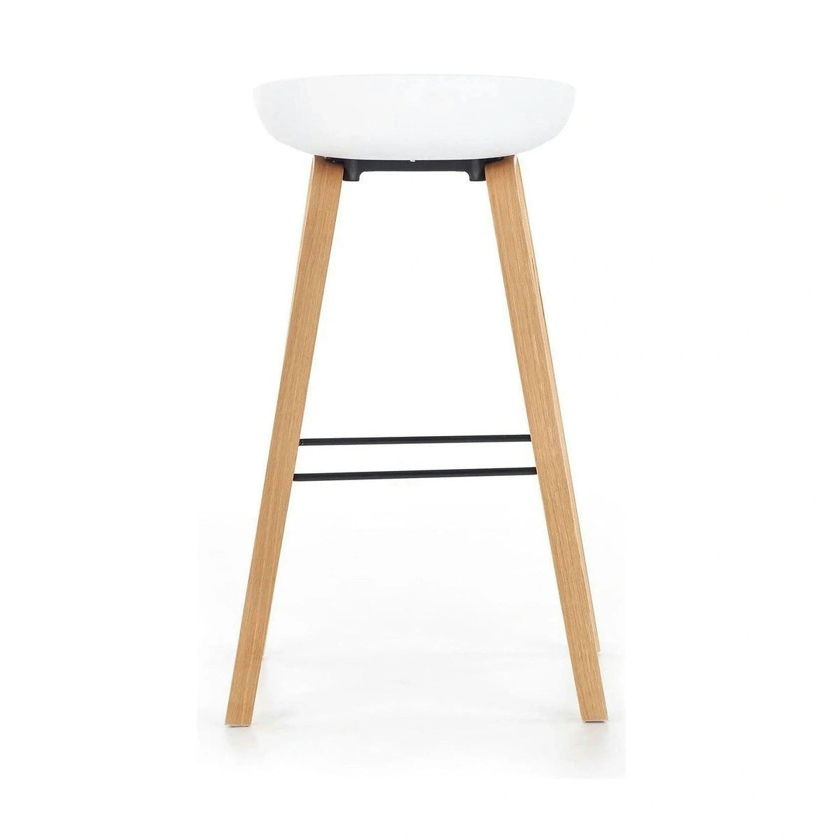 Scaun bar H86, gri/alb/stejar sonoma, stofa/plastic/lemn, 43x42x81 cm