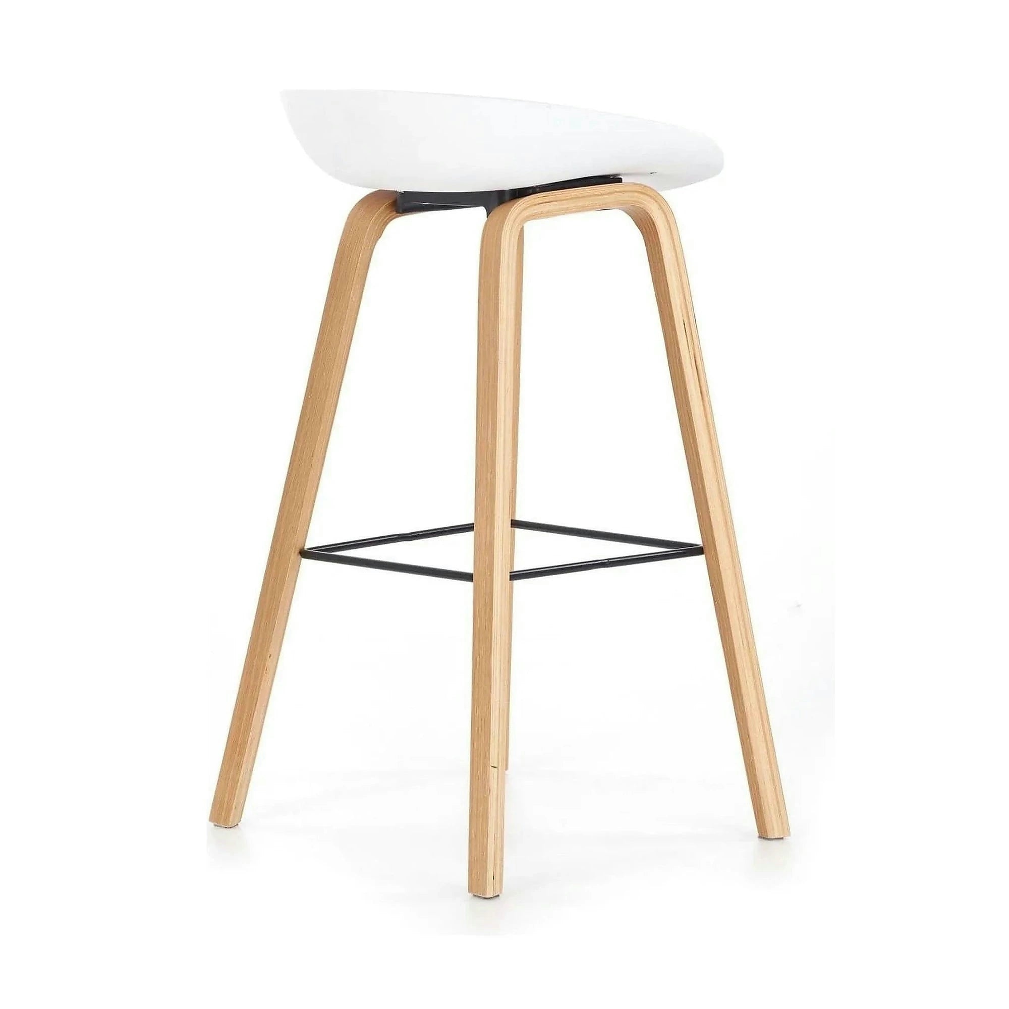 Scaun bar H86, gri/alb/stejar sonoma, stofa/plastic/lemn, 43x42x81 cm