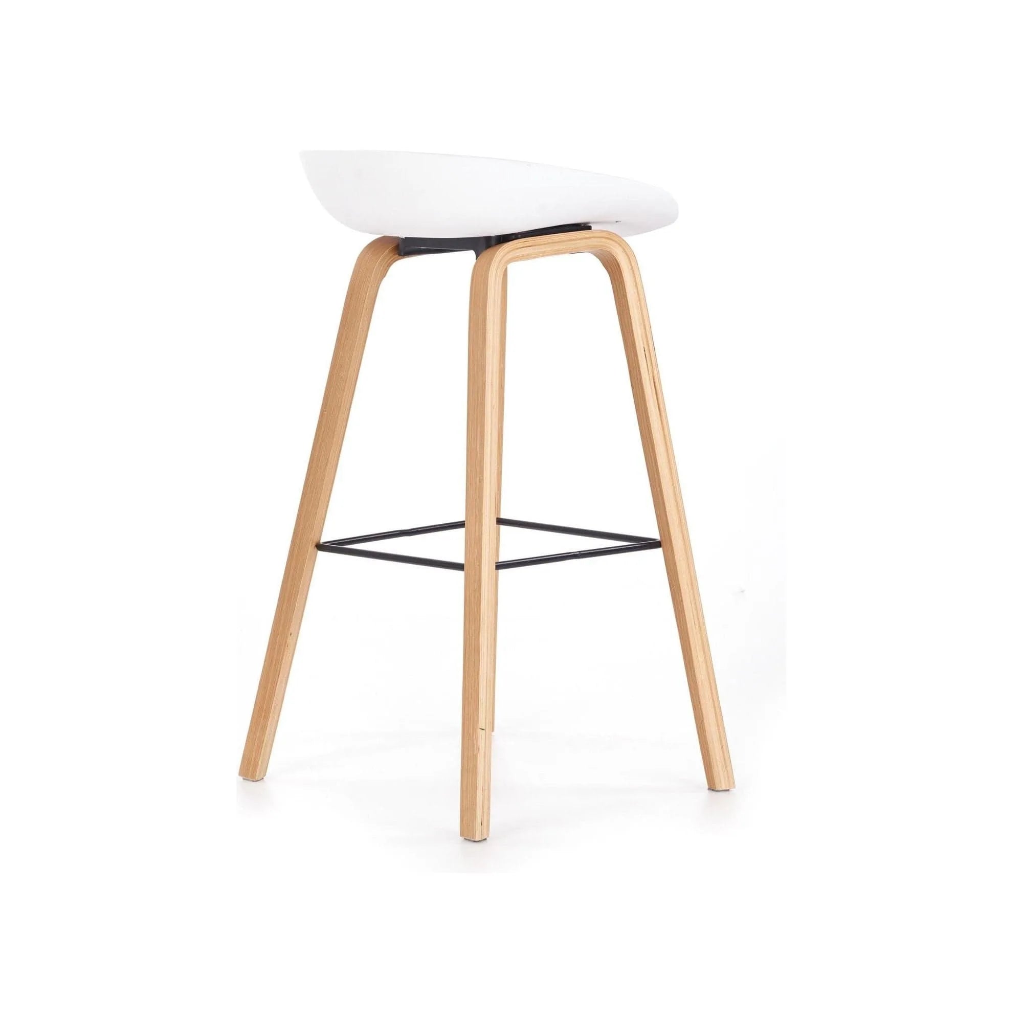 Scaun bar H86, gri/alb/stejar sonoma, stofa/plastic/lemn, 43x42x81 cm