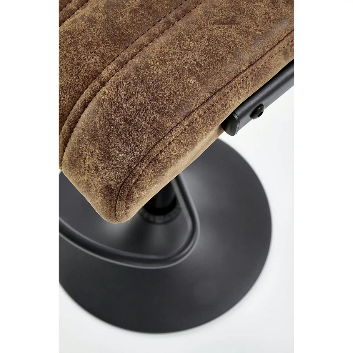 Scaun bar H88, maro/negru, piele ecologica/otel, 39x46x89/109 cm