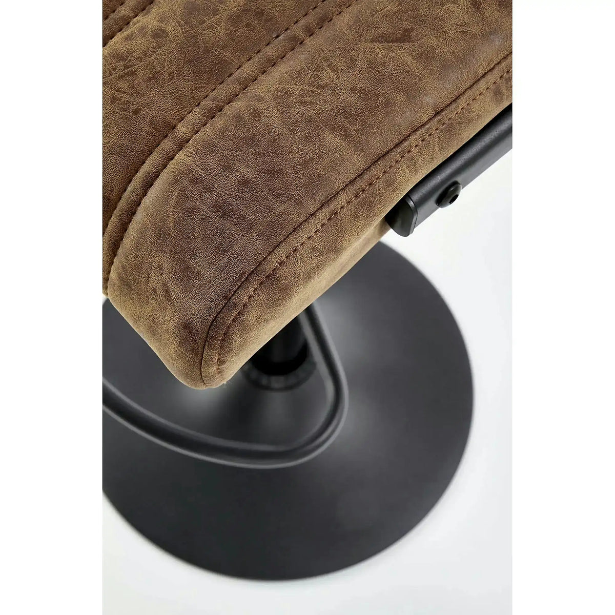Scaun bar H88, maro/negru, piele ecologica/otel, 39x46x89/109 cm