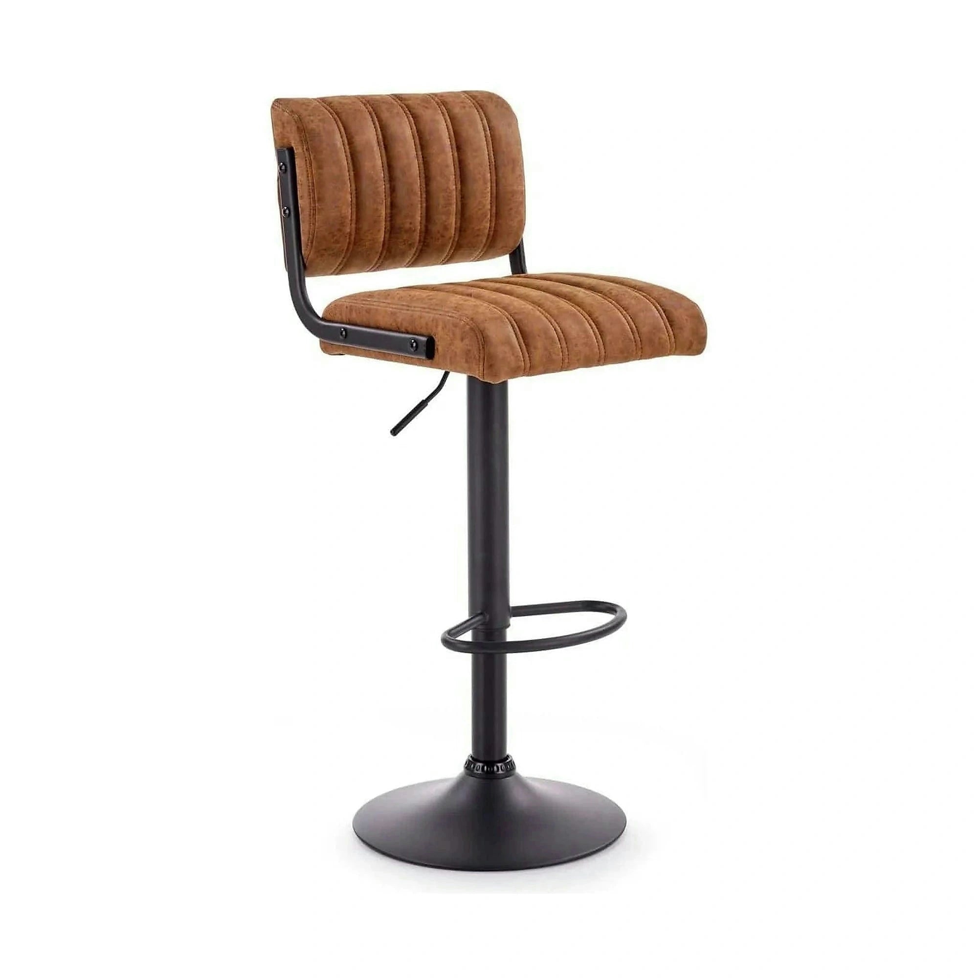 Scaun bar H88, maro/negru, piele ecologica/otel, 39x46x89/109 cm
