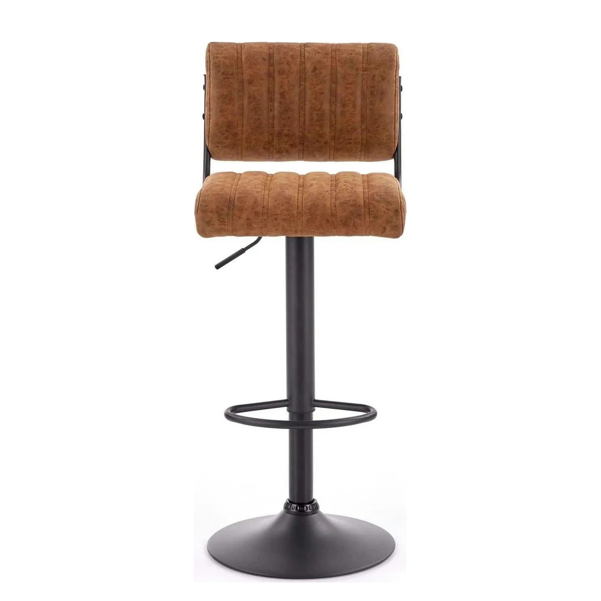 Scaun bar H88, maro/negru, piele ecologica/otel, 39x46x89/109 cm