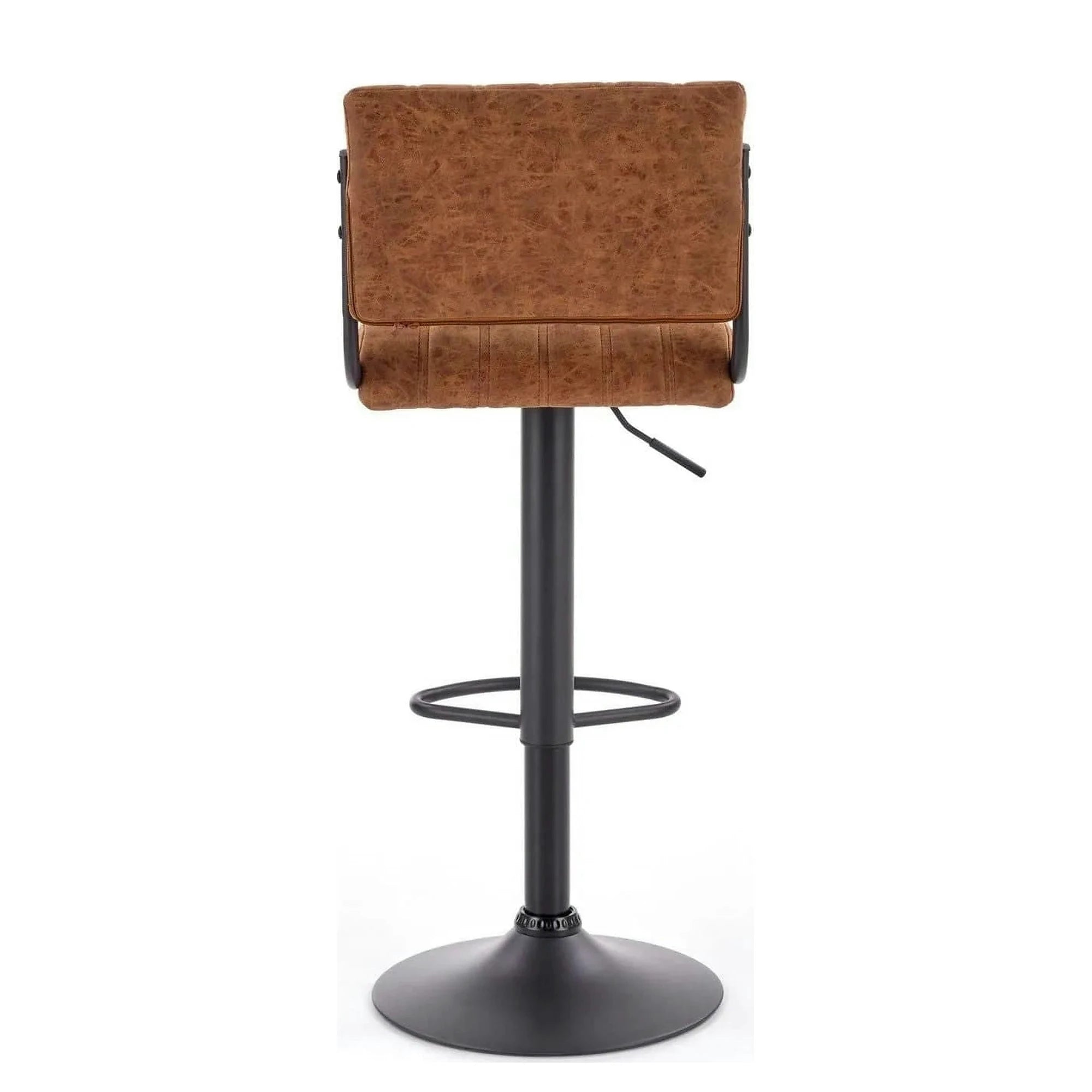Scaun bar H88, maro/negru, piele ecologica/otel, 39x46x89/109 cm
