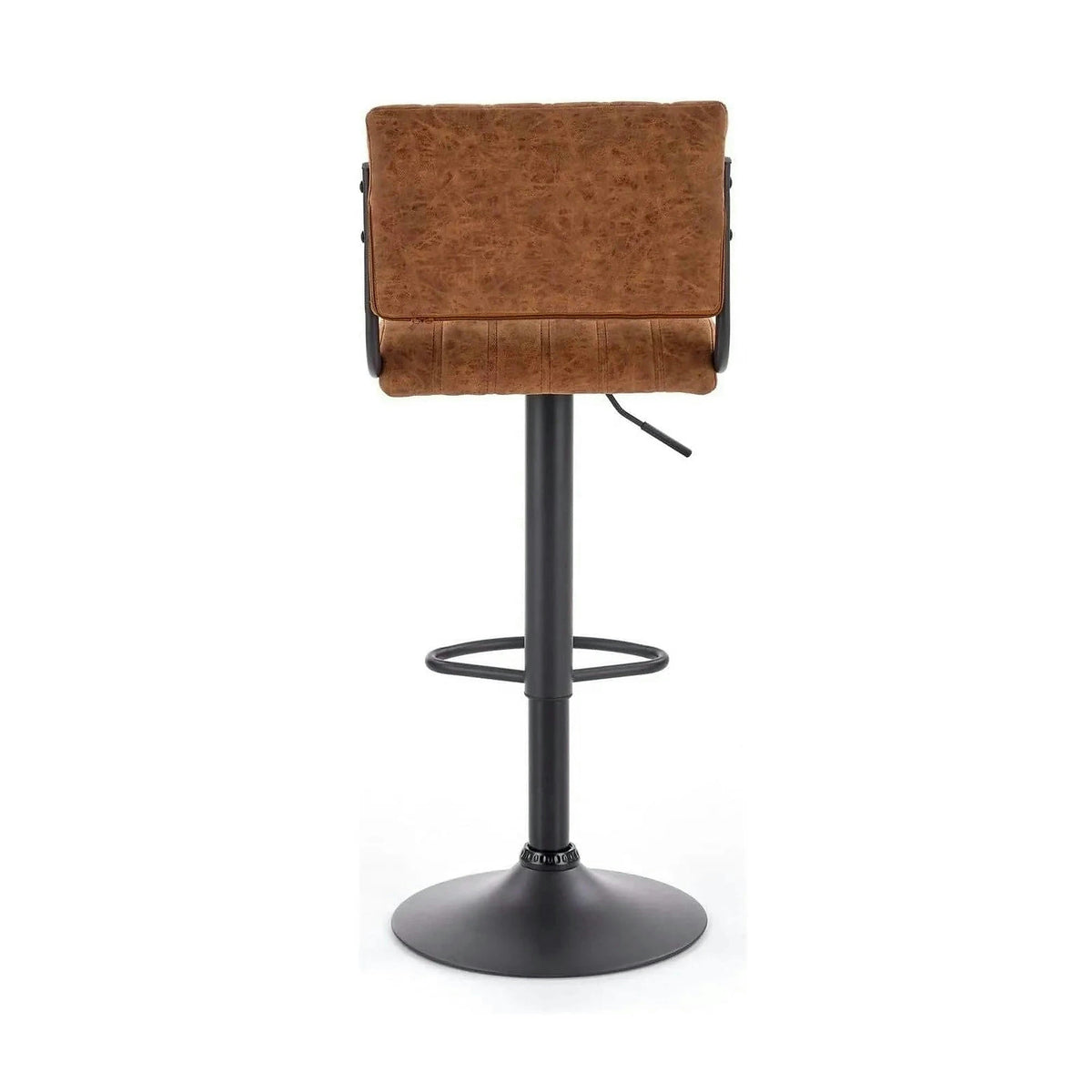 Scaun bar H88, maro/negru, piele ecologica/otel, 39x46x89/109 cm