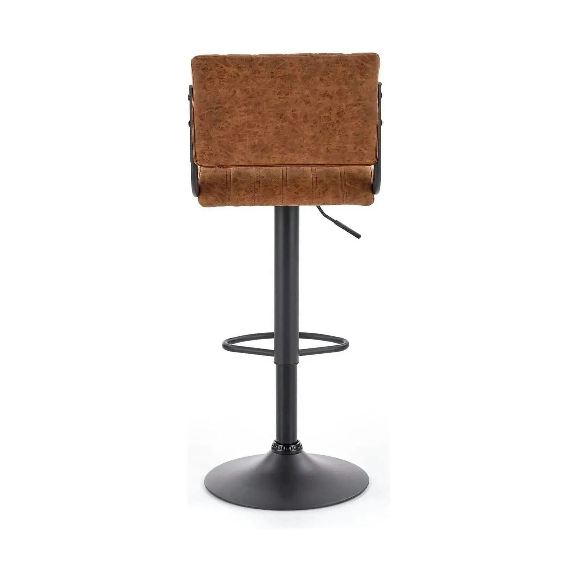 Scaun bar H88, maro/negru, piele ecologica/otel, 39x46x89/109 cm