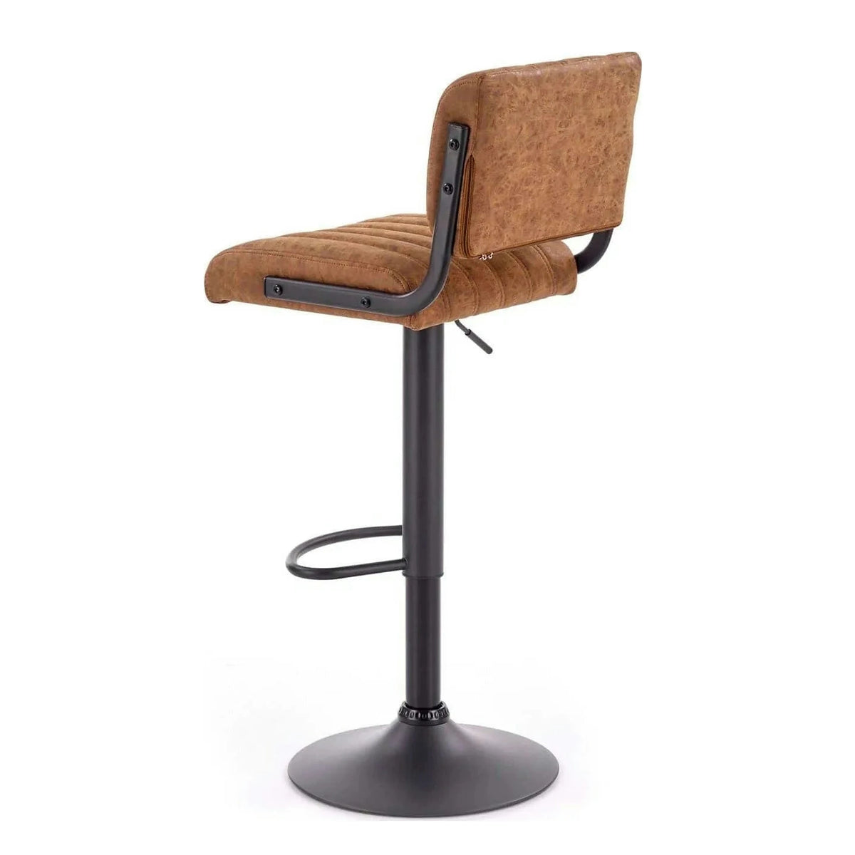 Scaun bar H88, maro/negru, piele ecologica/otel, 39x46x89/109 cm