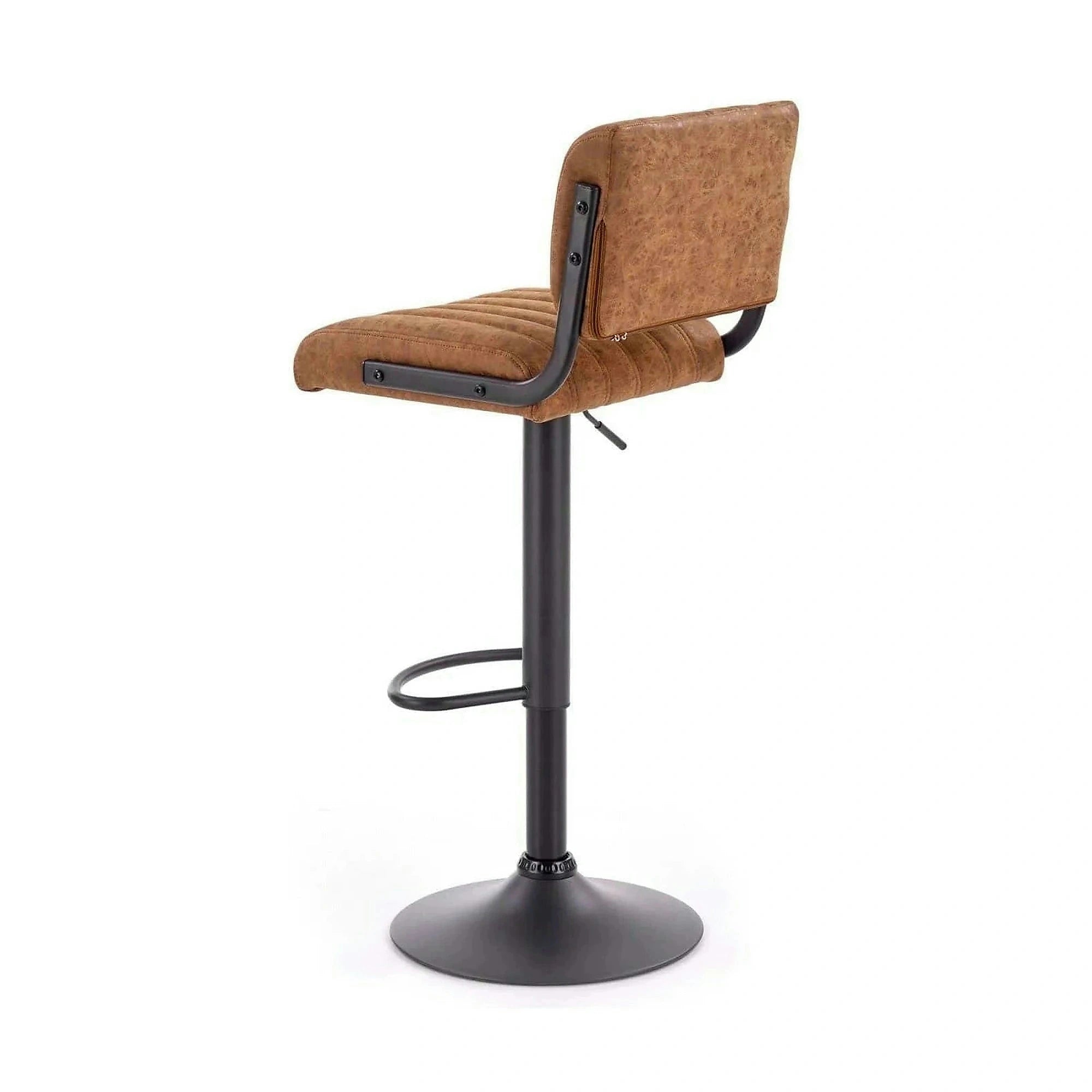 Scaun bar H88, maro/negru, piele ecologica/otel, 39x46x89/109 cm