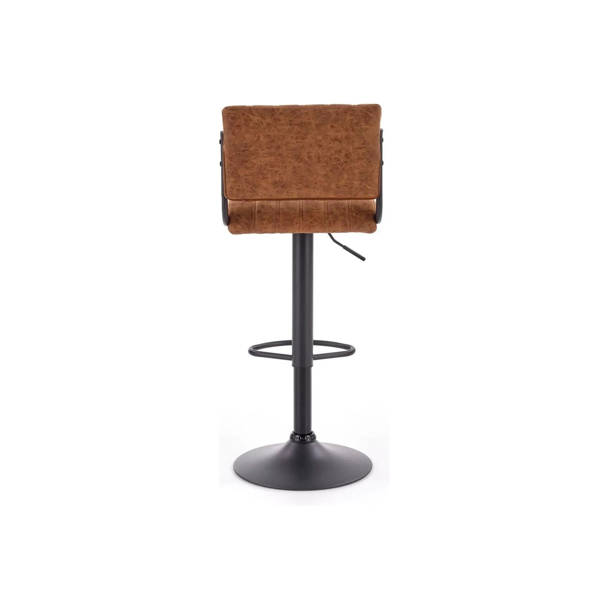 Scaun bar H88, maro/negru, piele ecologica/otel, 39x46x89/109 cm