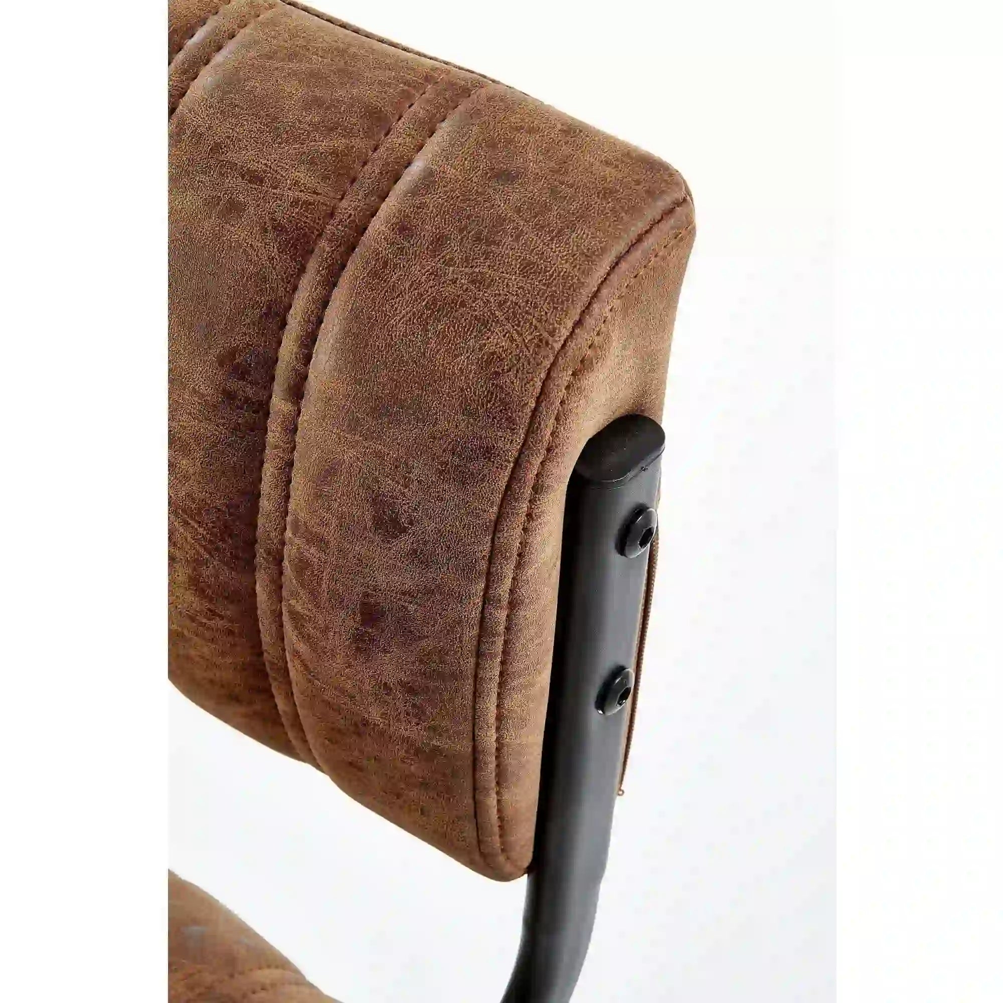 Scaun bar H88, maro/negru, piele ecologica/otel, 39x46x89/109 cm