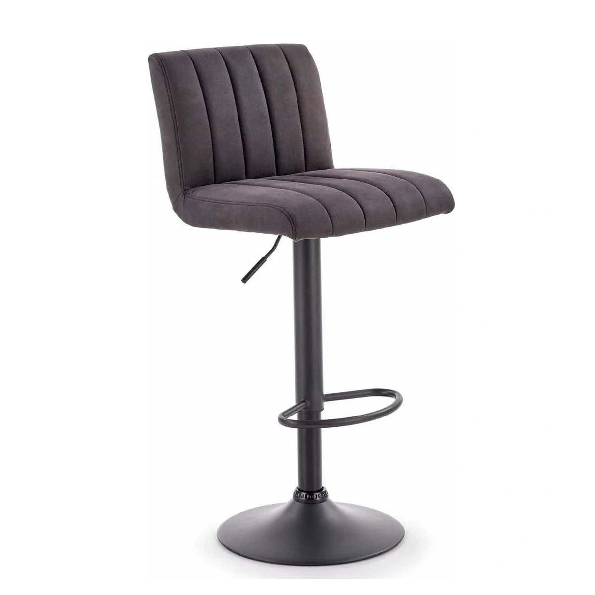 Scaun bar H89, gri inchis, piele ecologica/otel, 41x48x88/108 cm