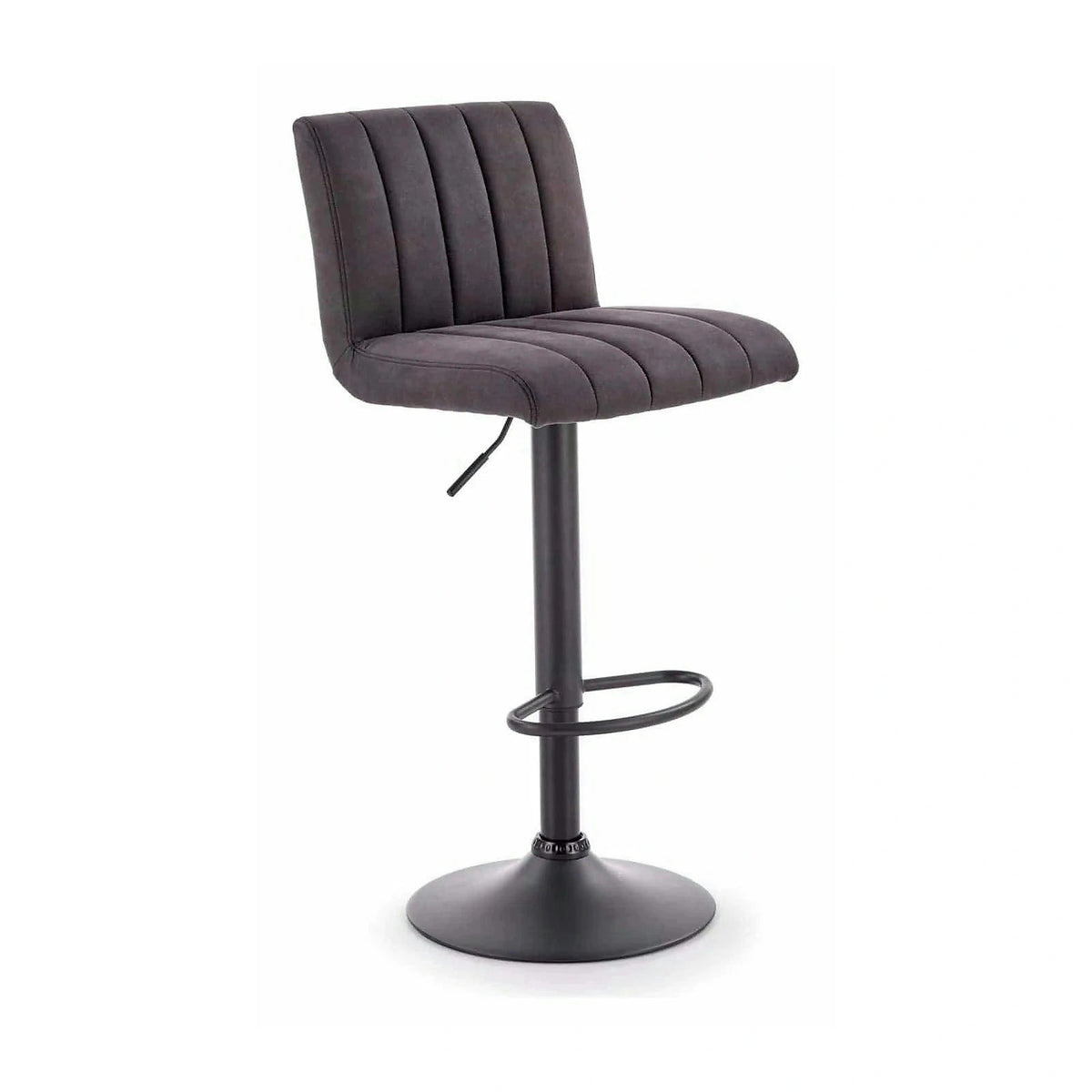 Scaun bar H89, gri inchis, piele ecologica/otel, 41x48x88/108 cm