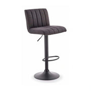 Scaun bar H89, gri inchis, piele ecologica/otel, 41x48x88/108 cm