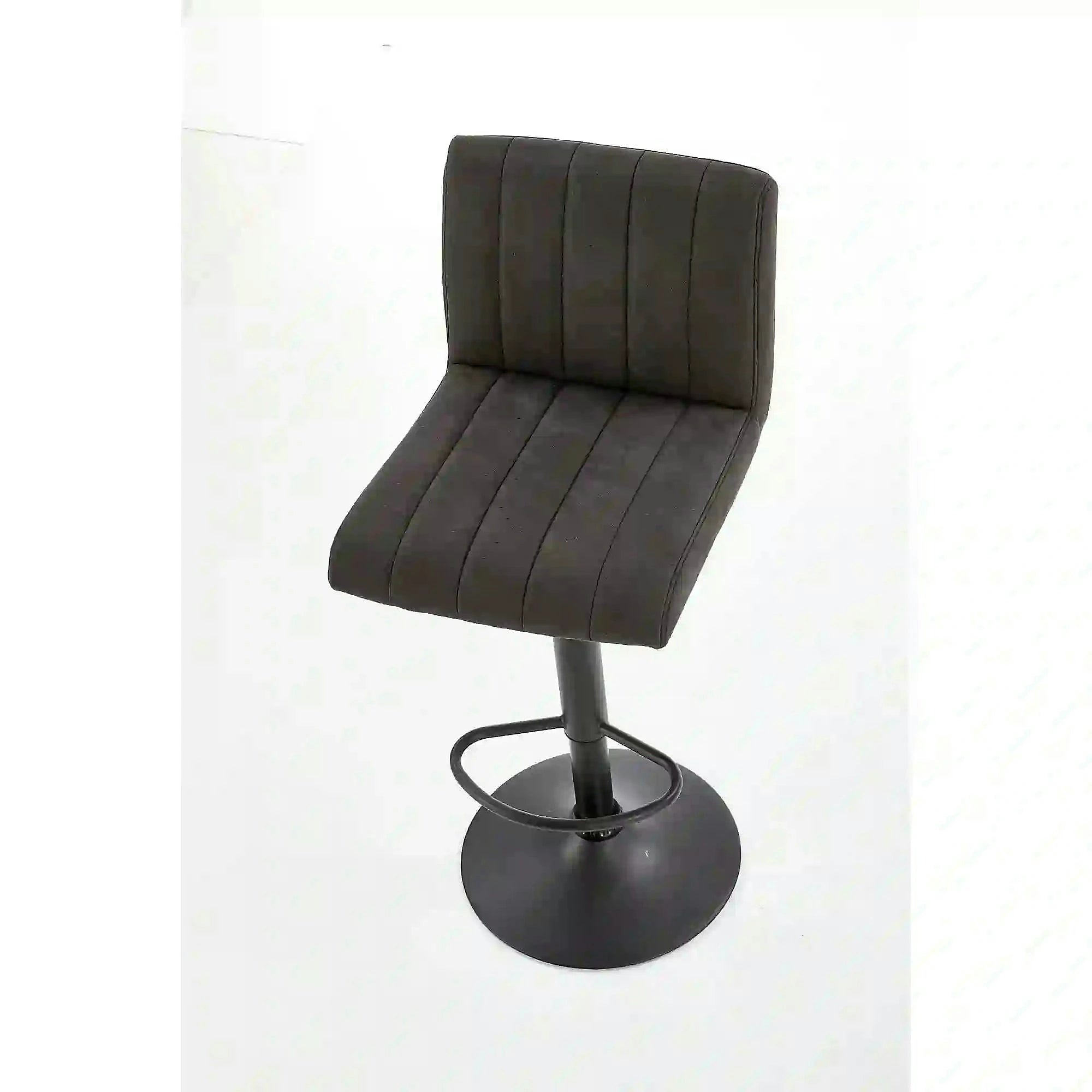 Scaun bar H89, gri inchis, piele ecologica/otel, 41x48x88/108 cm