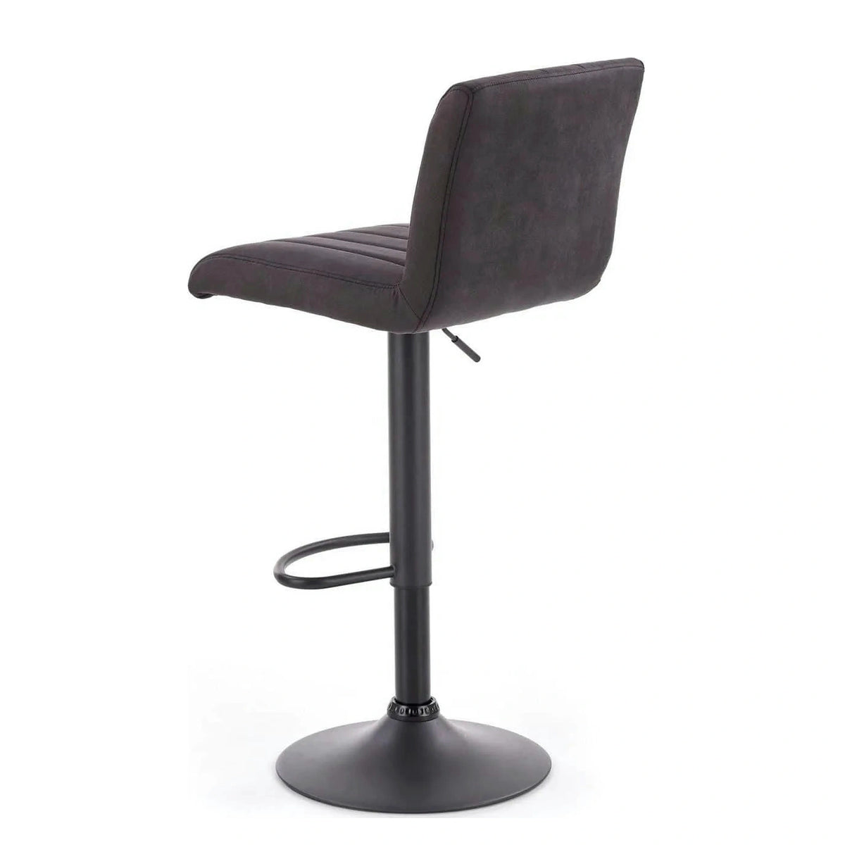 Scaun bar H89, gri inchis, piele ecologica/otel, 41x48x88/108 cm