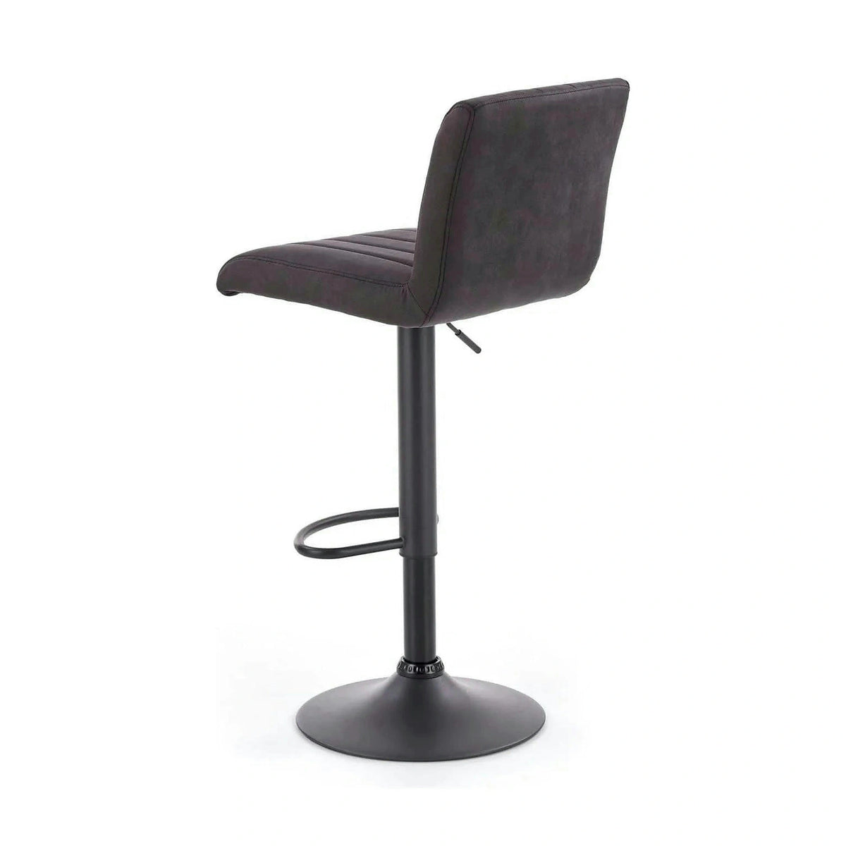 Scaun bar H89, gri inchis, piele ecologica/otel, 41x48x88/108 cm