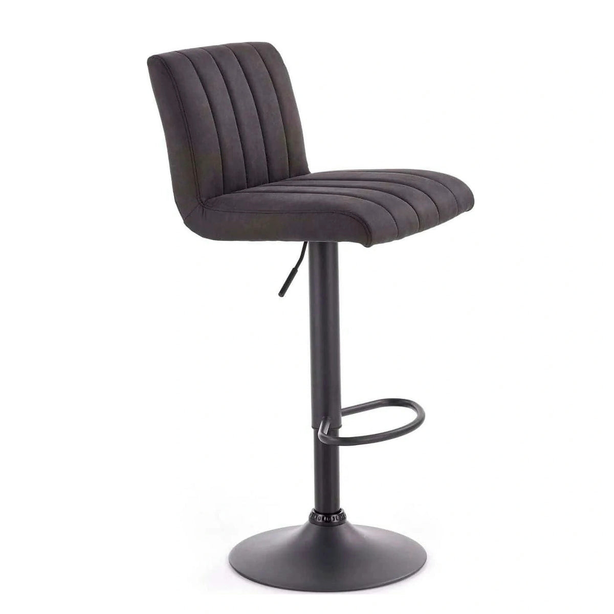 Scaun bar H89, gri inchis, piele ecologica/otel, 41x48x88/108 cm