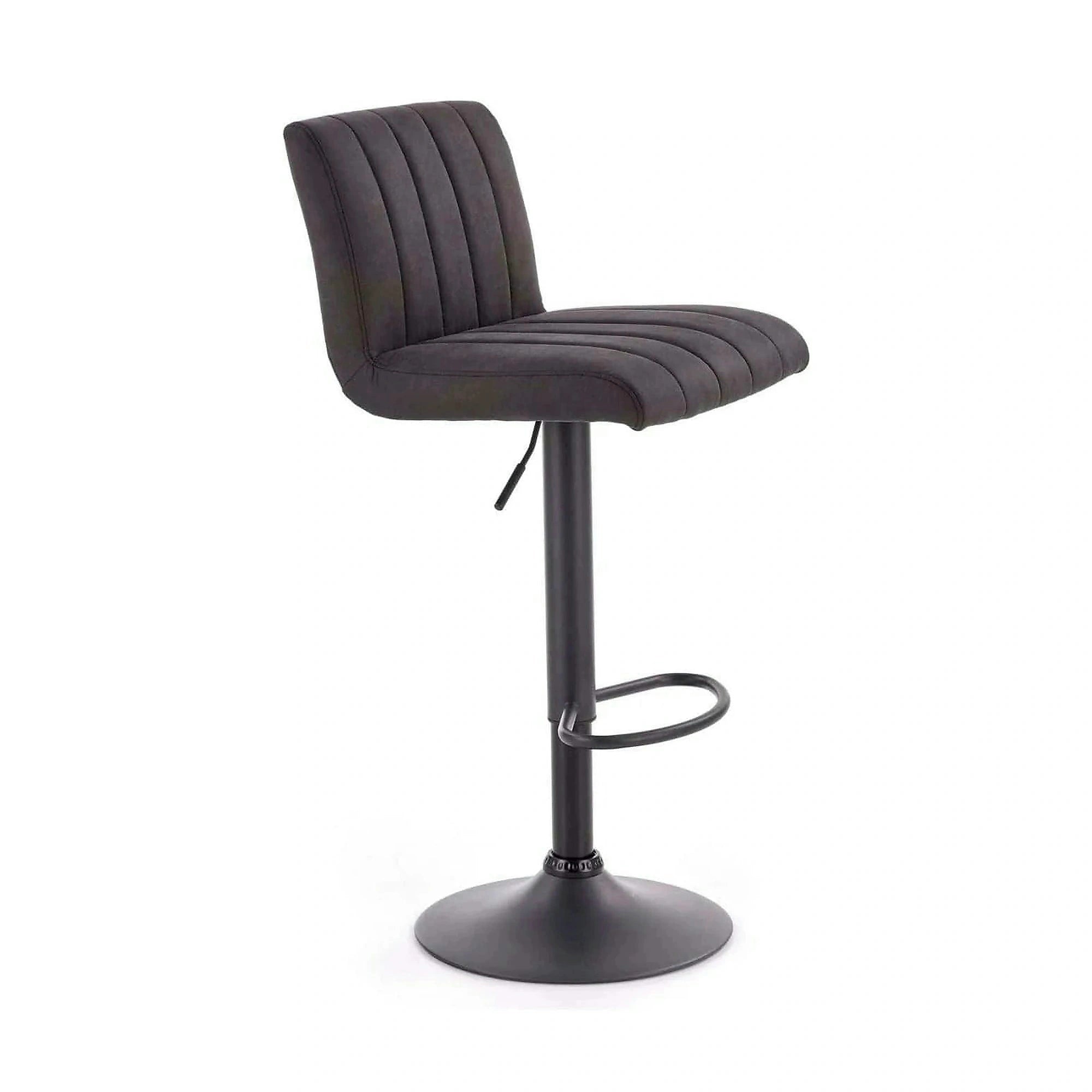 Scaun bar H89, gri inchis, piele ecologica/otel, 41x48x88/108 cm