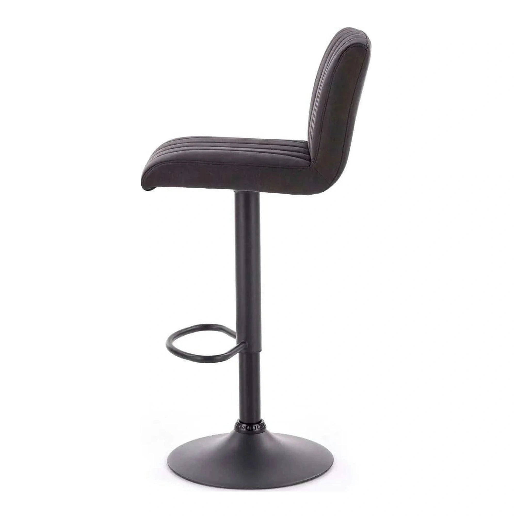 Scaun bar H89, gri inchis, piele ecologica/otel, 41x48x88/108 cm