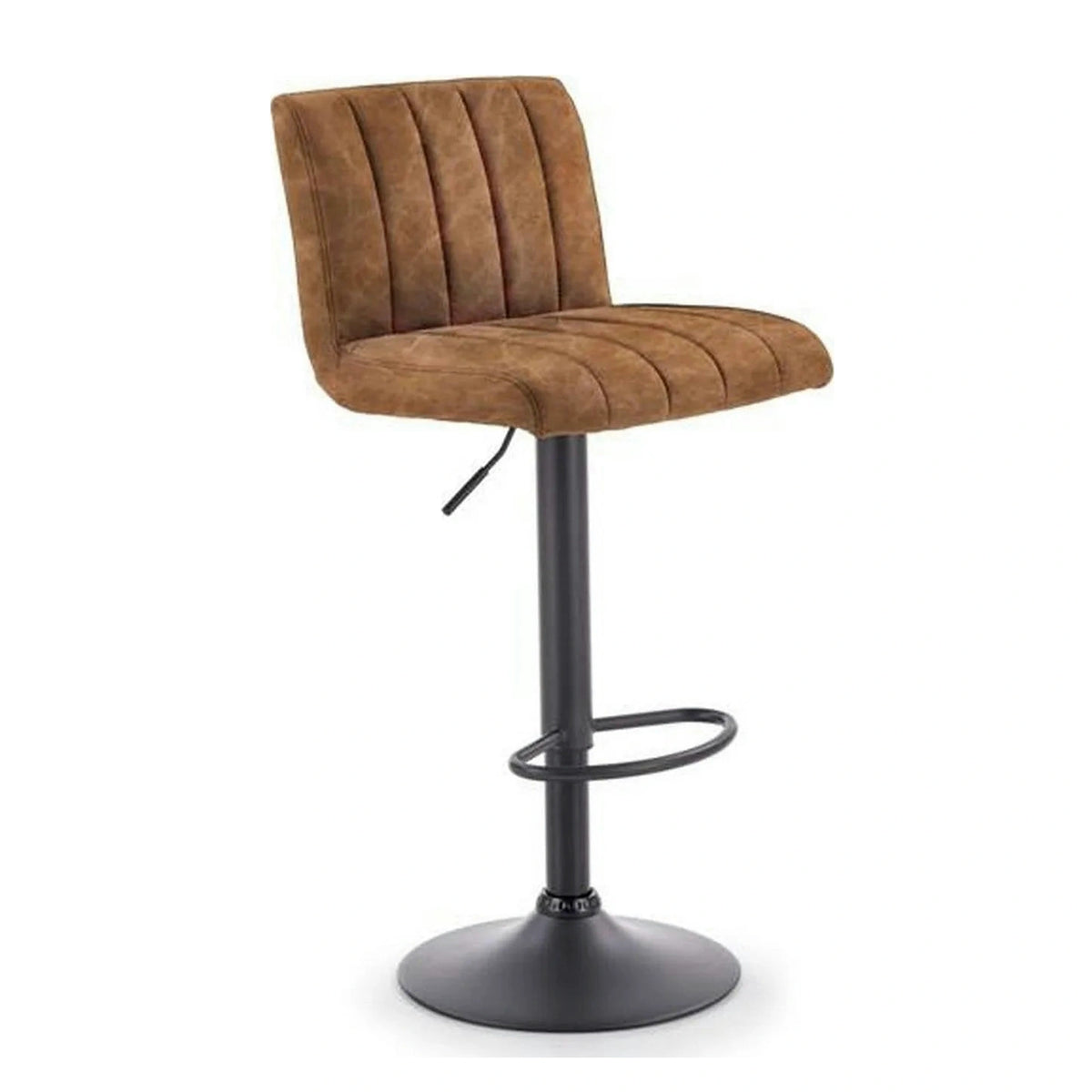 Scaun bar H89, maro/negru, piele ecologica/otel, 41x48x88/108 cm