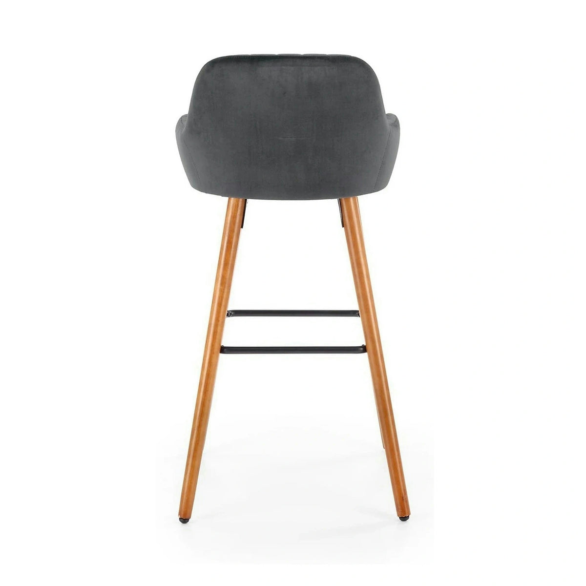 Scaun bar H93, gri inchis/nuc, stofa/lemn, 47x49x98 cm