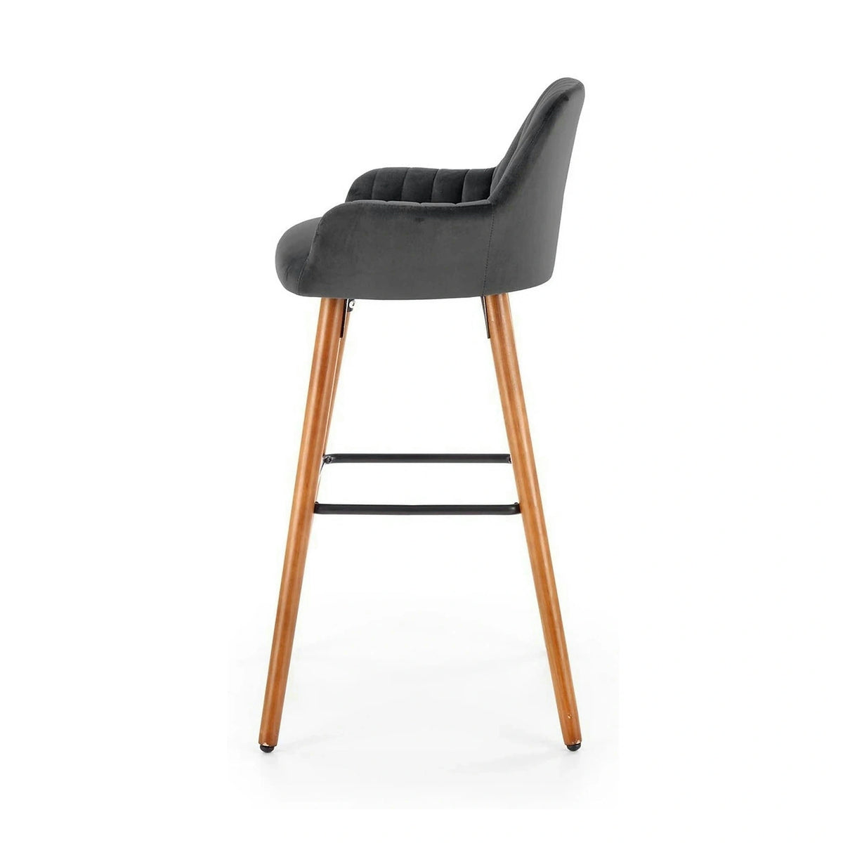 Scaun bar H93, gri inchis/nuc, stofa/lemn, 47x49x98 cm