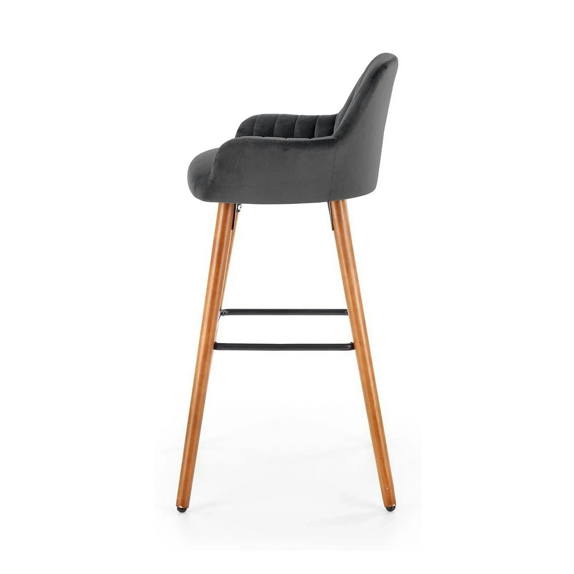 Scaun bar H93, gri inchis/nuc, stofa/lemn, 47x49x98 cm