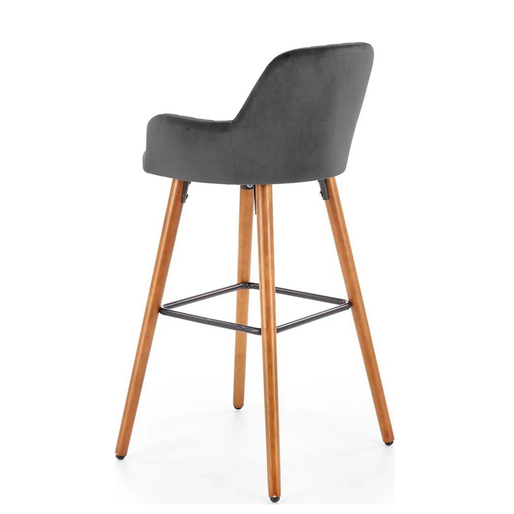Scaun bar H93, gri inchis/nuc, stofa/lemn, 47x49x98 cm