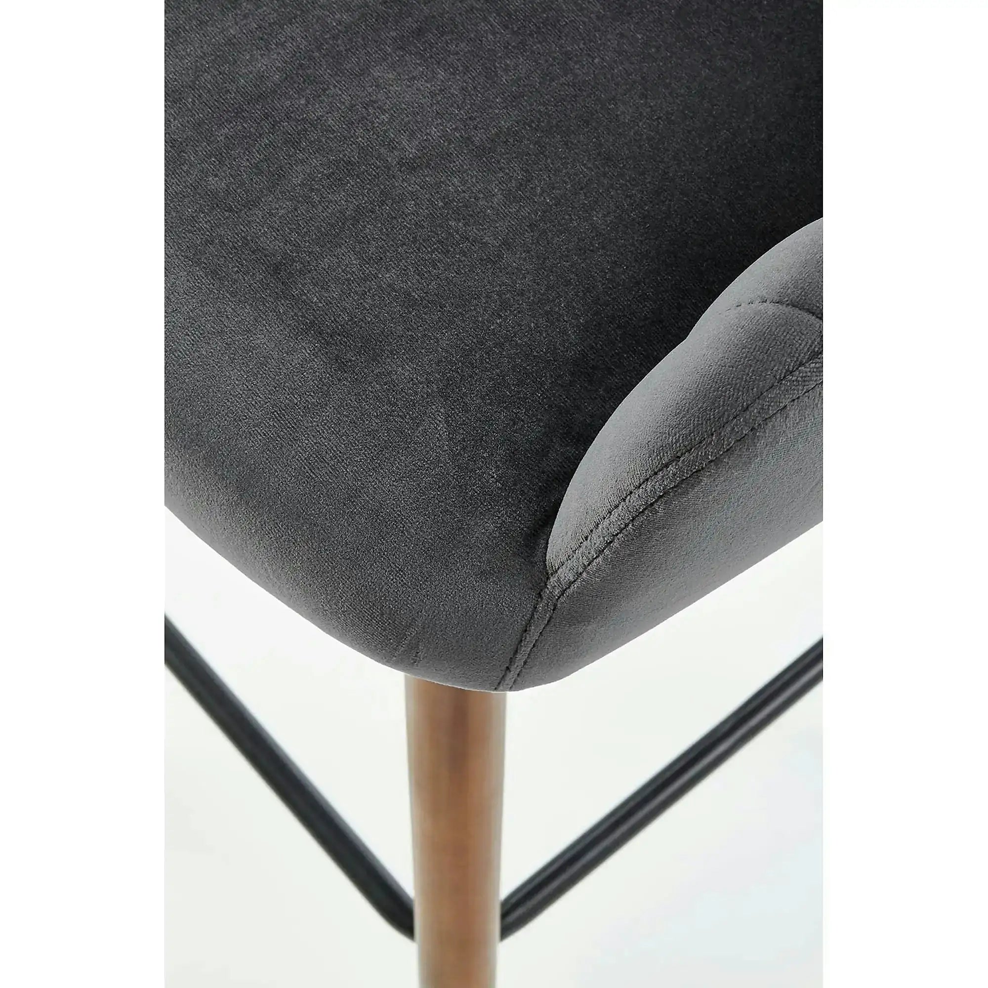 Scaun bar H93, gri inchis/nuc, stofa/lemn, 47x49x98 cm