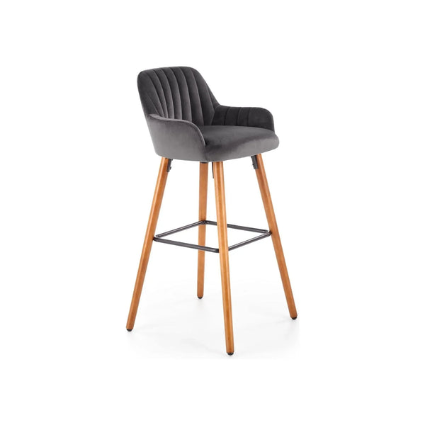 Scaun bar H93, gri inchis/nuc, stofa/lemn, 47x49x98 cm