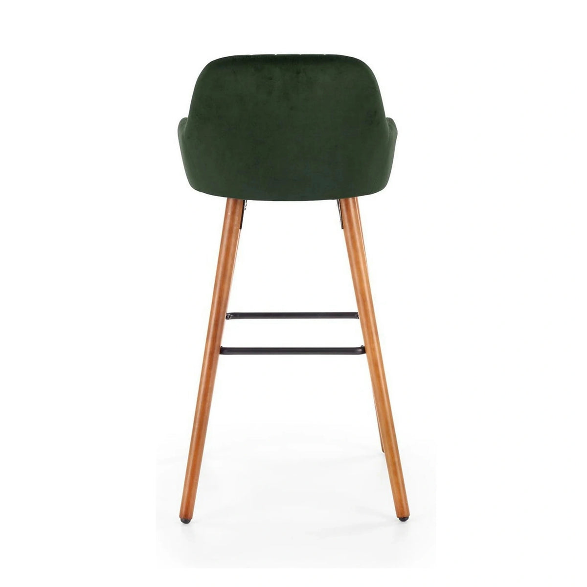 Scaun bar H93, verde inchis/nuc, stofa/lemn, 47x49x98 cm