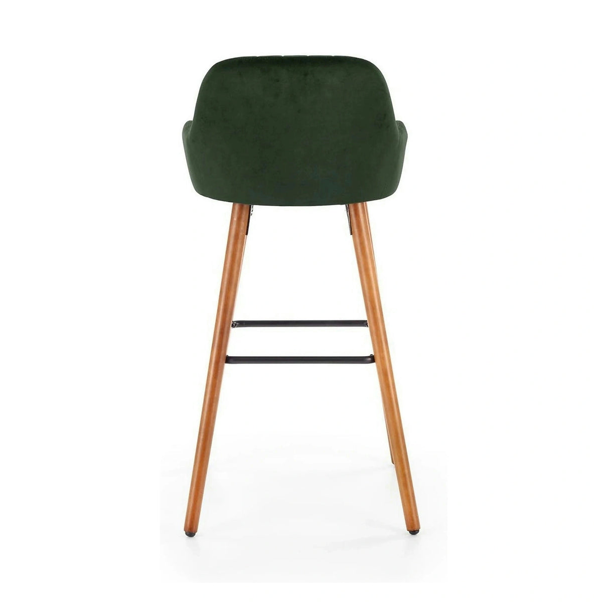 Scaun bar H93, verde inchis/nuc, stofa/lemn, 47x49x98 cm