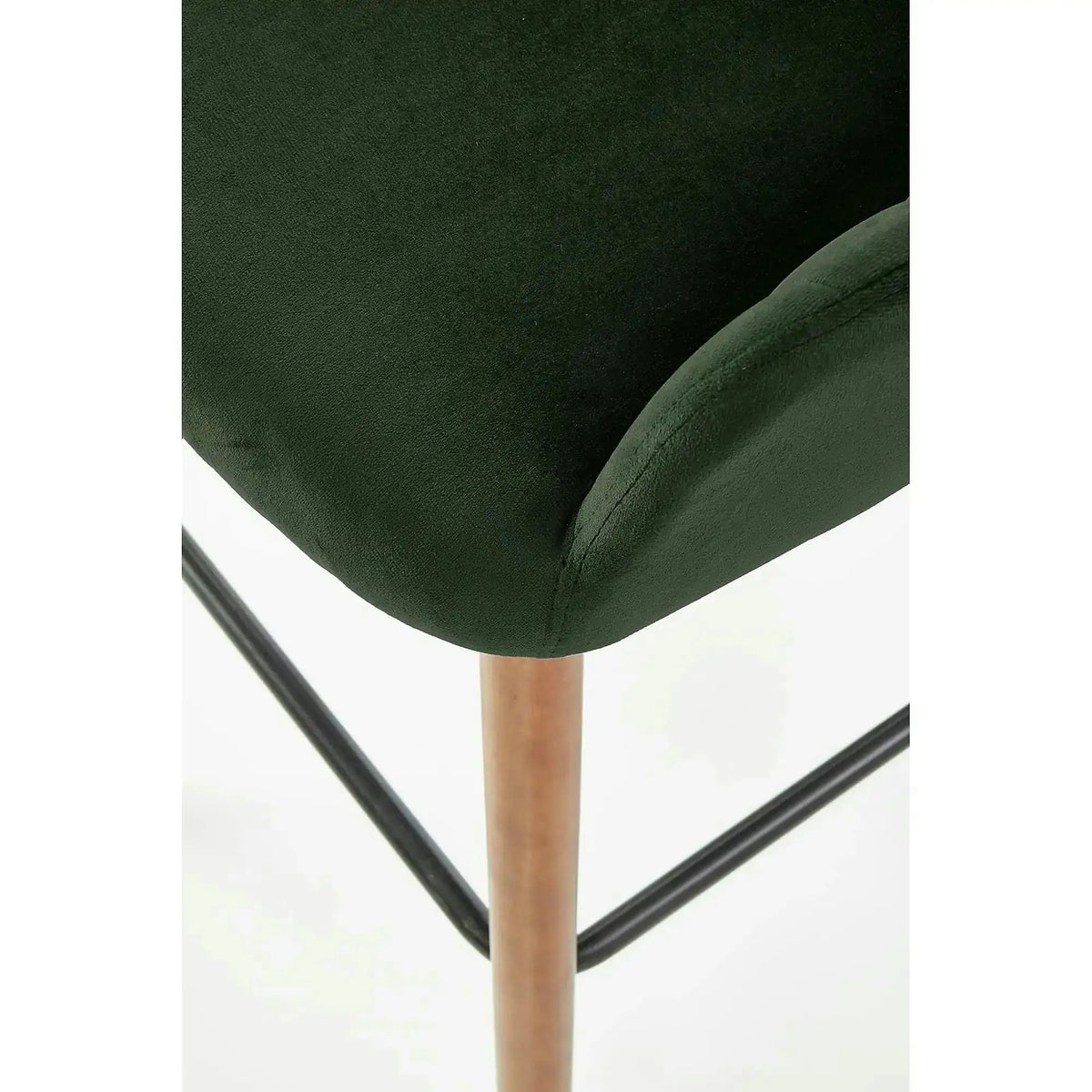 Scaun bar H93, verde inchis/nuc, stofa/lemn, 47x49x98 cm