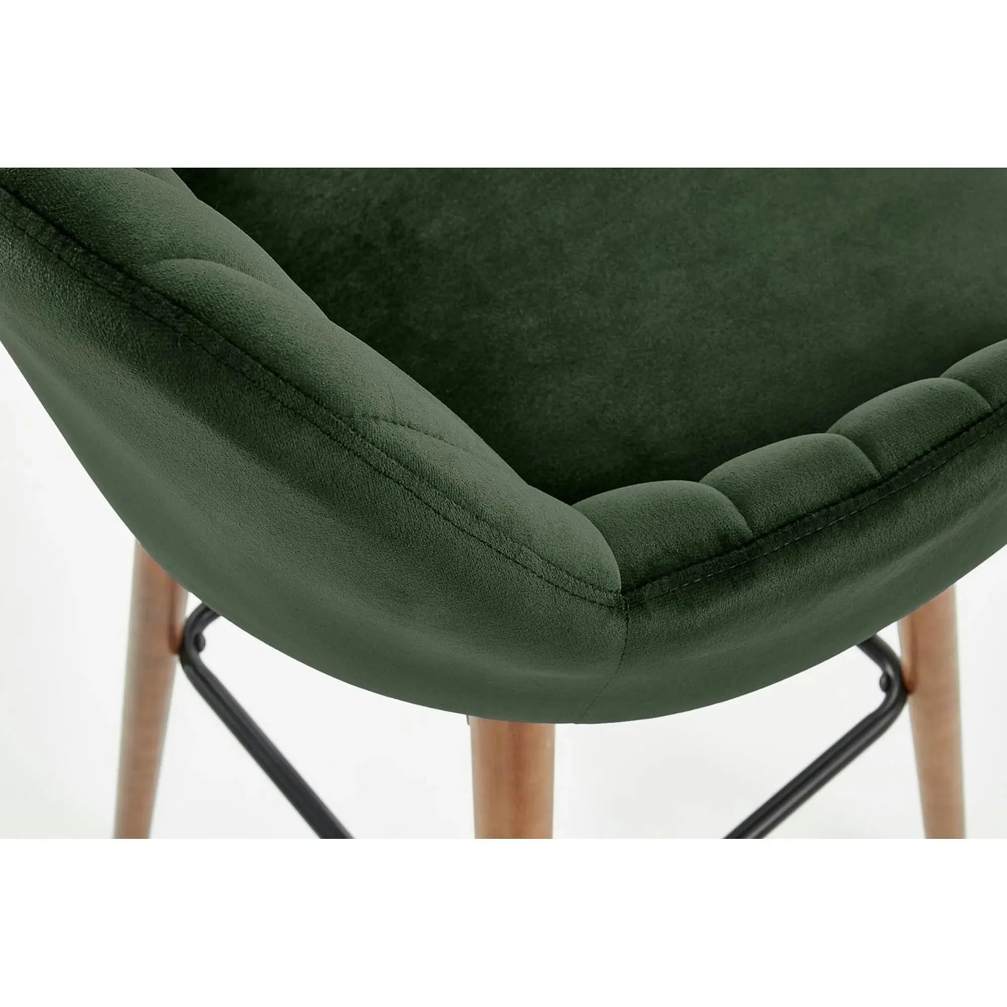 Scaun bar H93, verde inchis/nuc, stofa/lemn, 47x49x98 cm