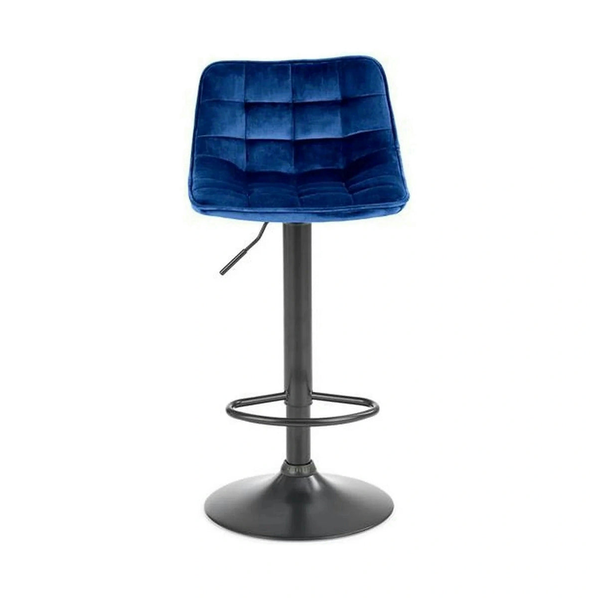 Scaun bar H95, albastru/negru, stofa catifelata/otel, 43x44x84/106 cm