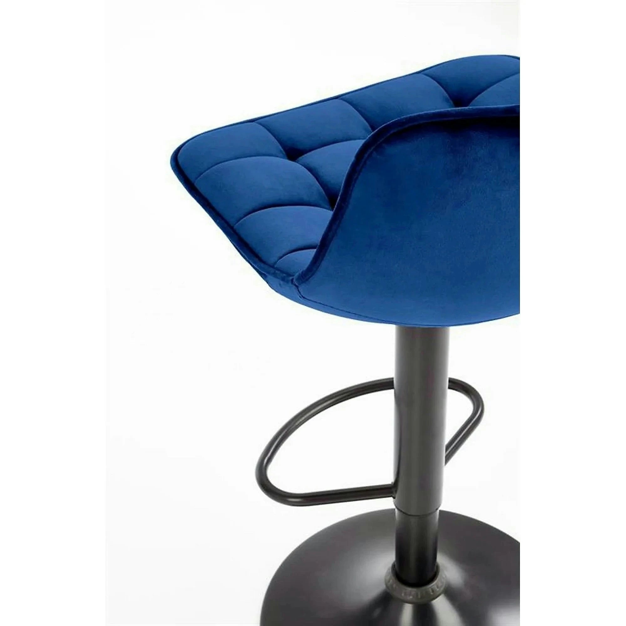 Scaun bar H95, albastru/negru, stofa catifelata/otel, 43x44x84/106 cm