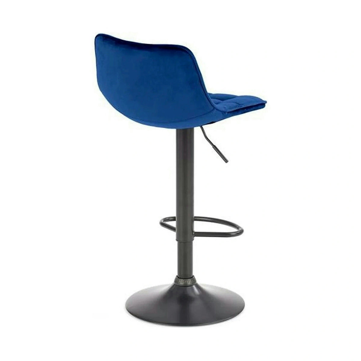 Scaun bar H95, albastru/negru, stofa catifelata/otel, 43x44x84/106 cm