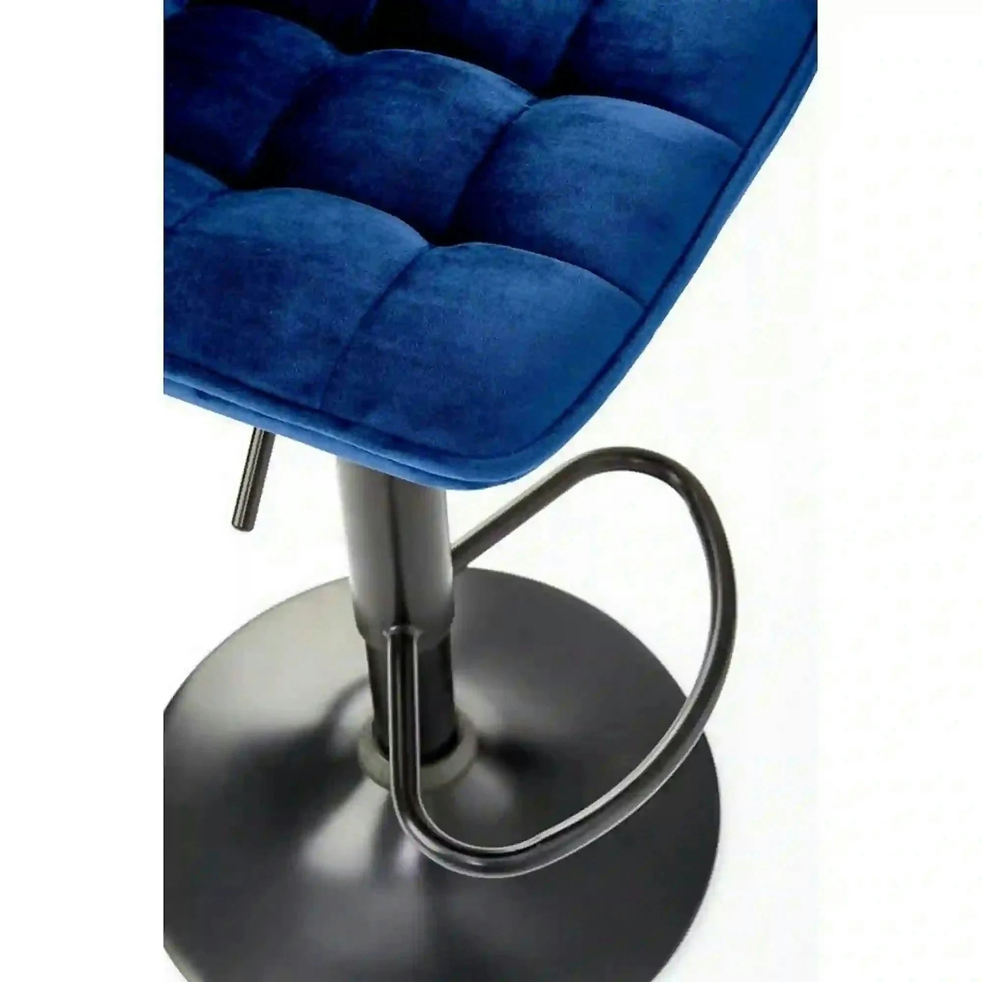Scaun bar H95, albastru/negru, stofa catifelata/otel, 43x44x84/106 cm