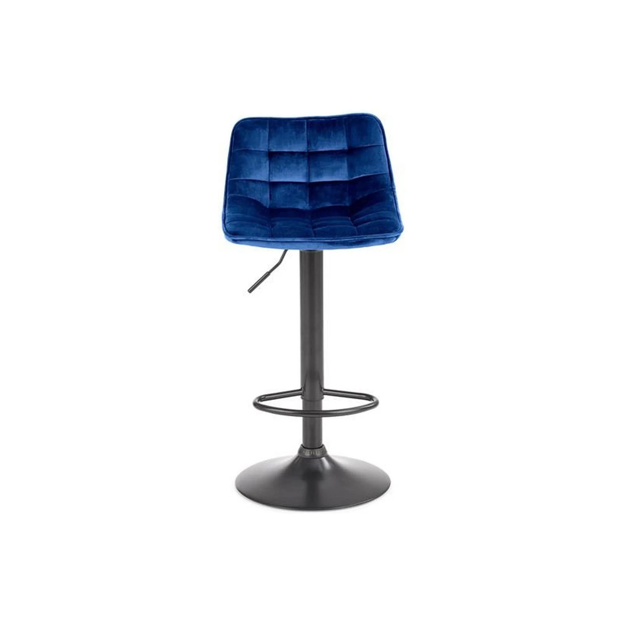 Scaun bar H95, albastru/negru, stofa catifelata/otel, 43x44x84/106 cm